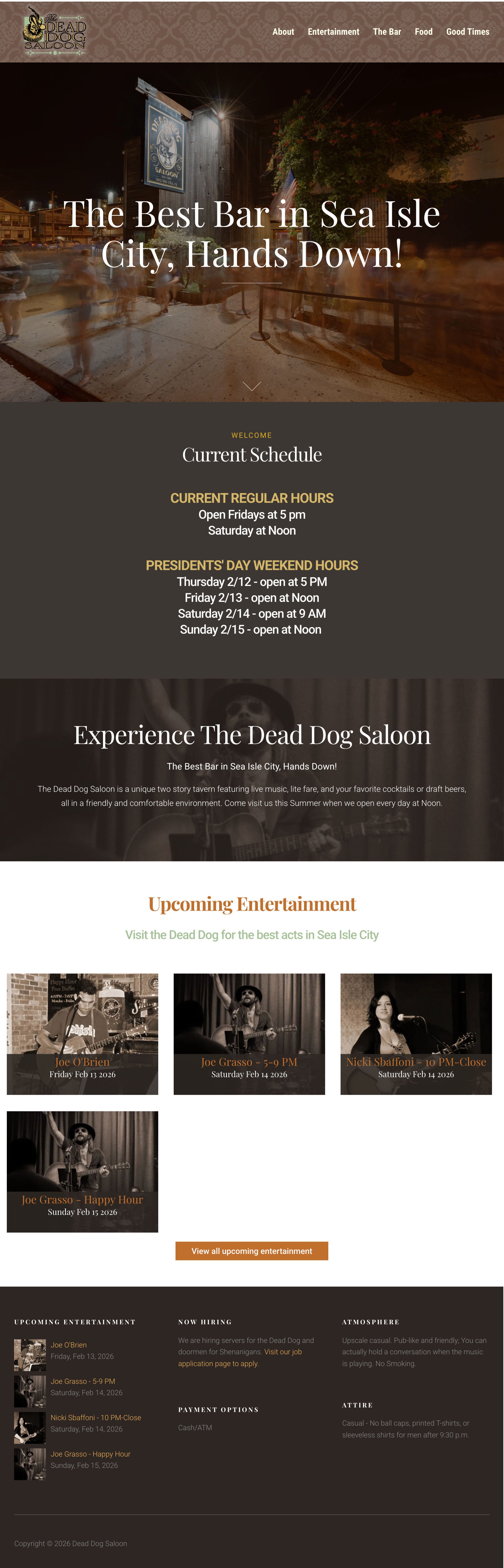  Dead Dog Saloon - Sea Isle City NJ  Word Press website implementation and management 2012-Present