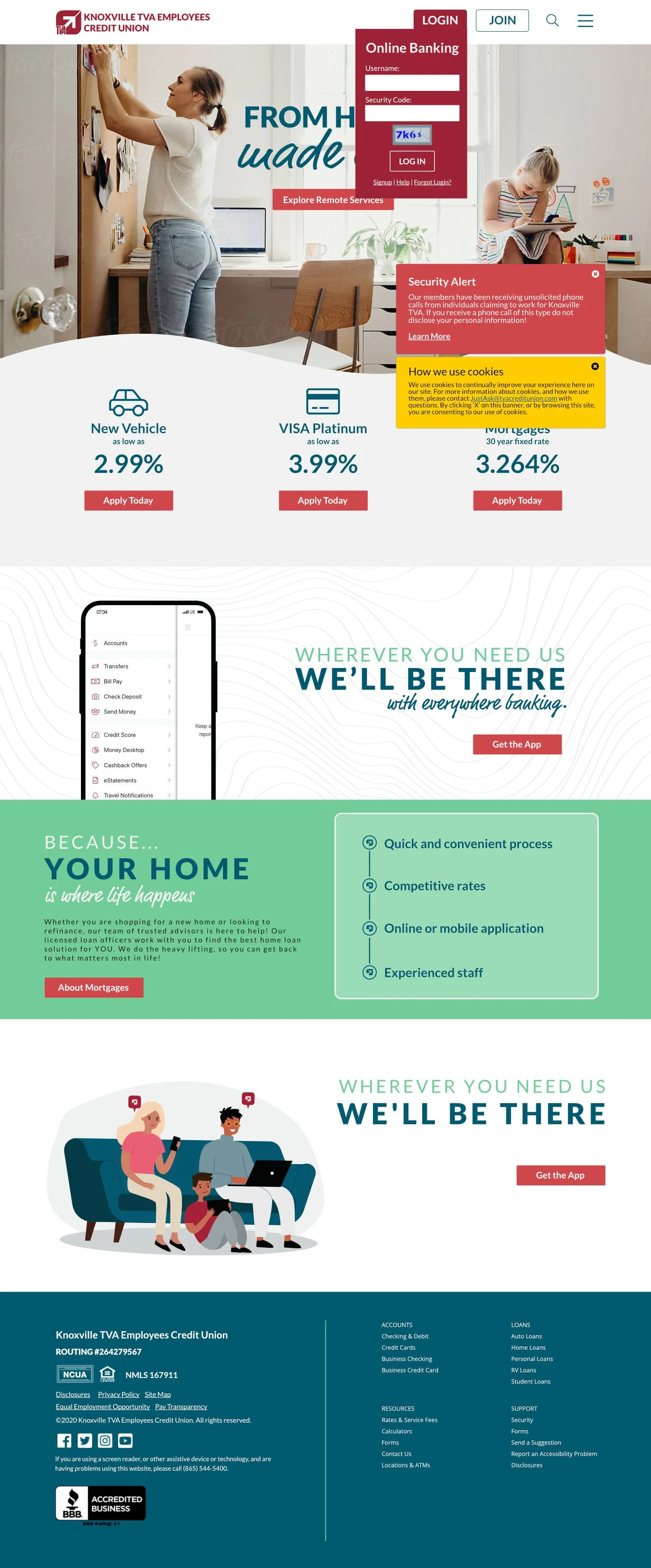  Knoxville TVA Employees Credit Union  Home Page Design 2020