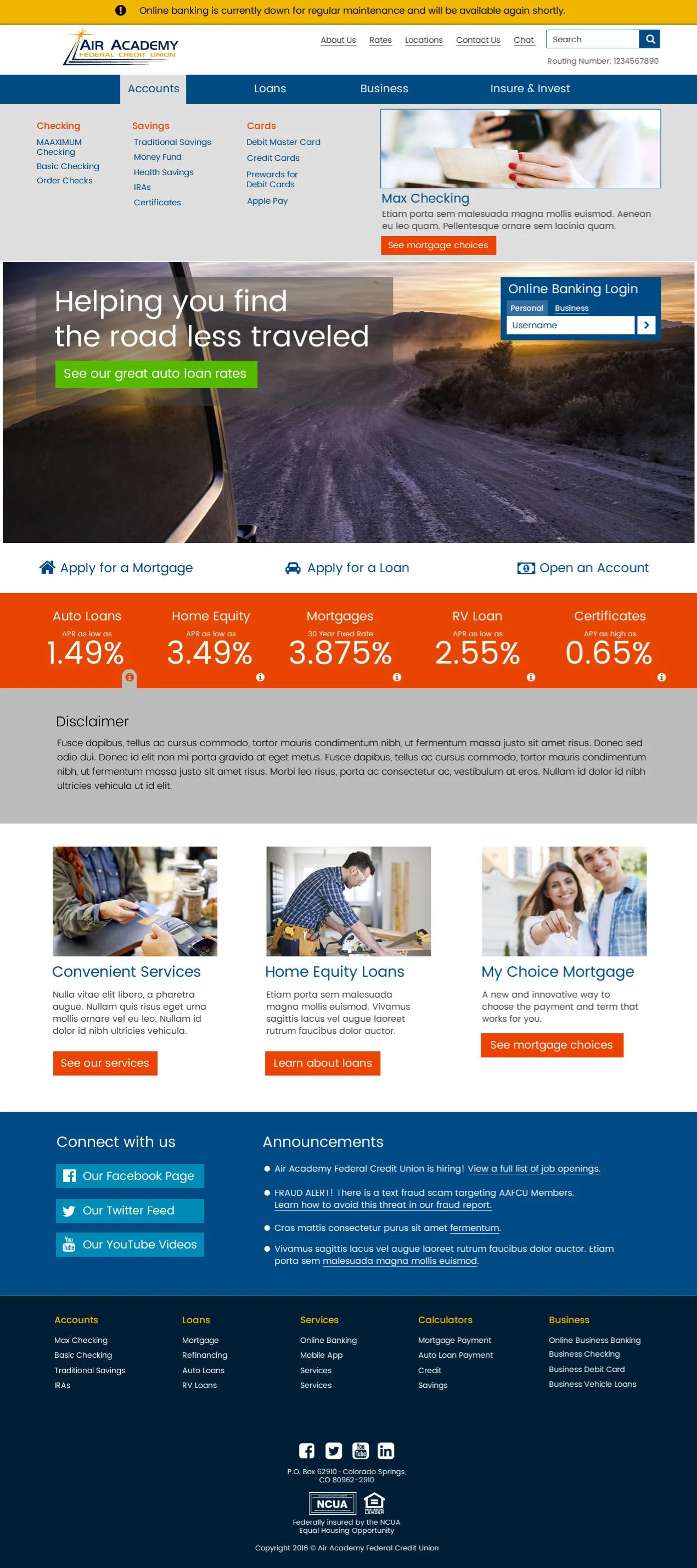  Air Academy Federal Credit Union  Home Page Mockup 2014