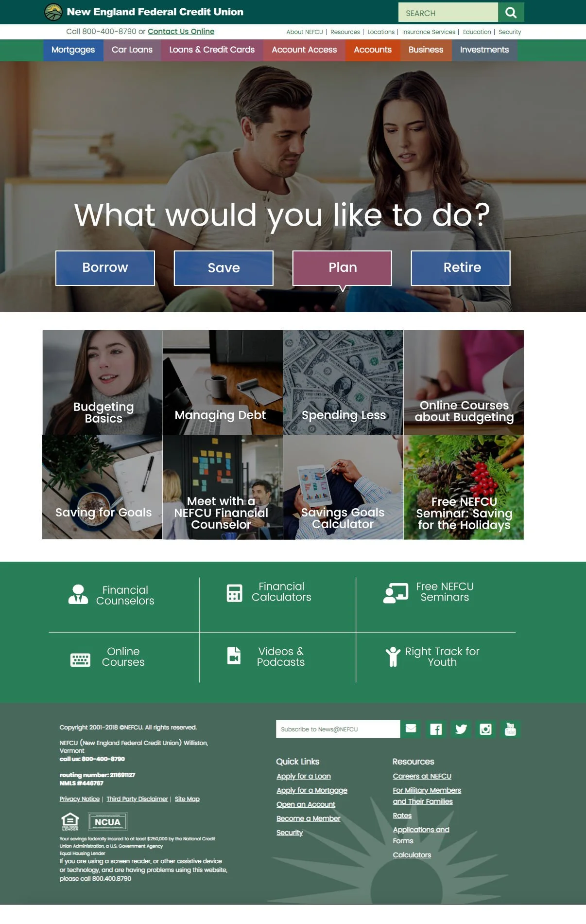  New England Federal Credit Union  Financial Education Sub-Site Design 2018