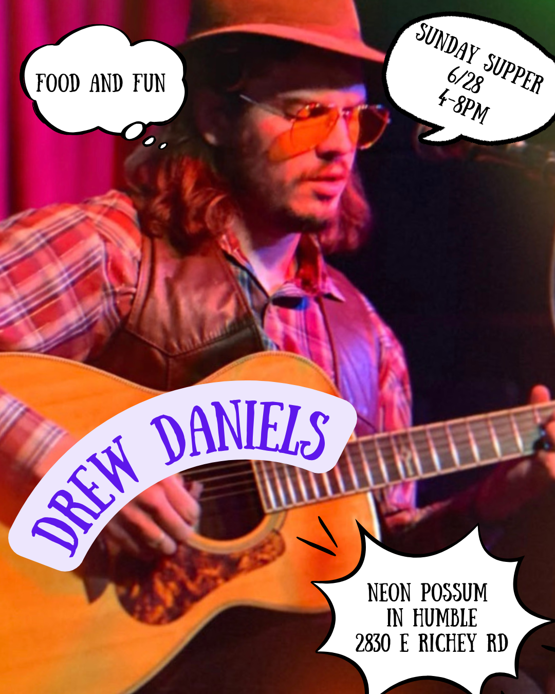 Drew Daniels Sunday Supper at Neon Possum