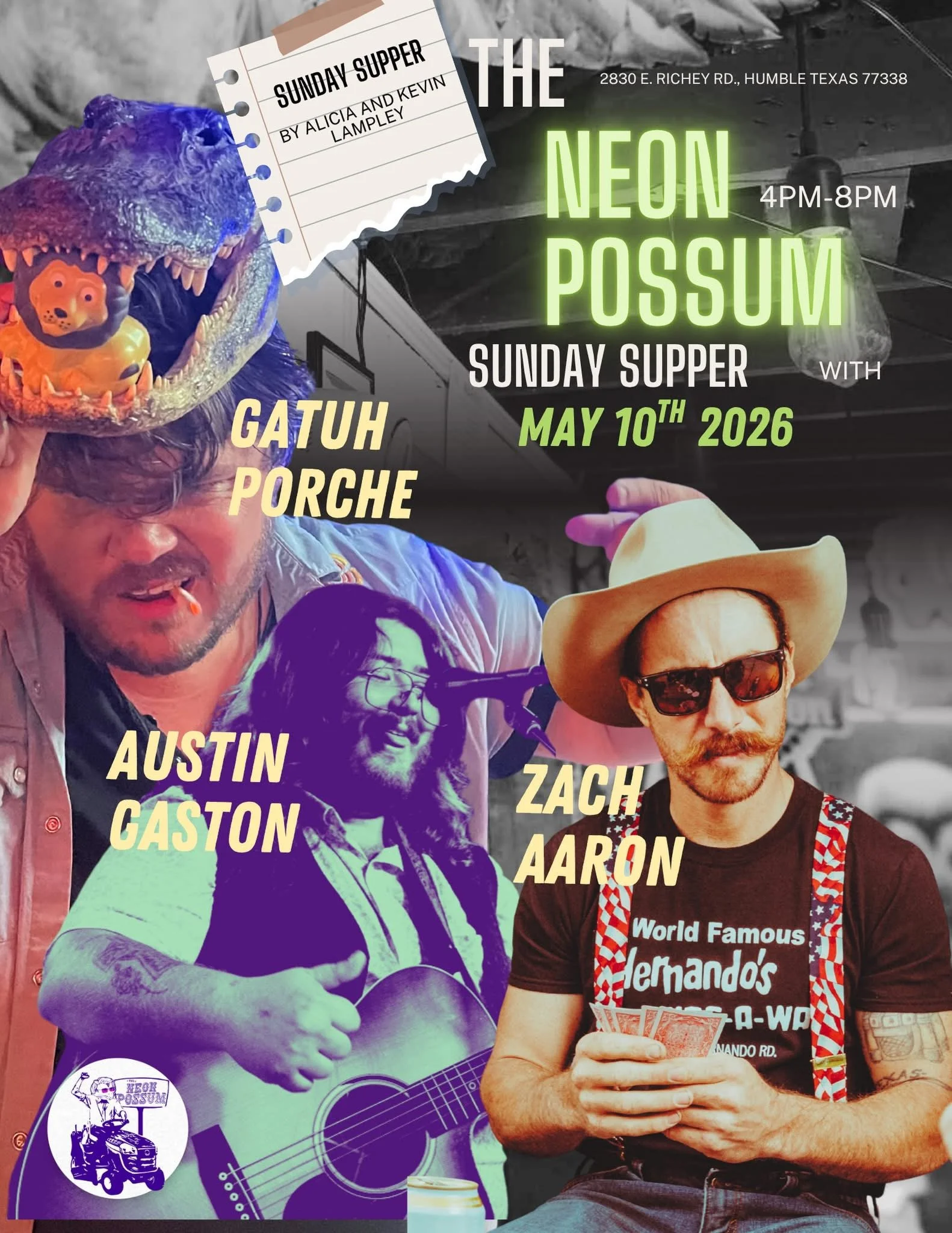 Austin Gaston, T Ray Porche, and Zach Aaron Sunday Supper at Neon Possum
