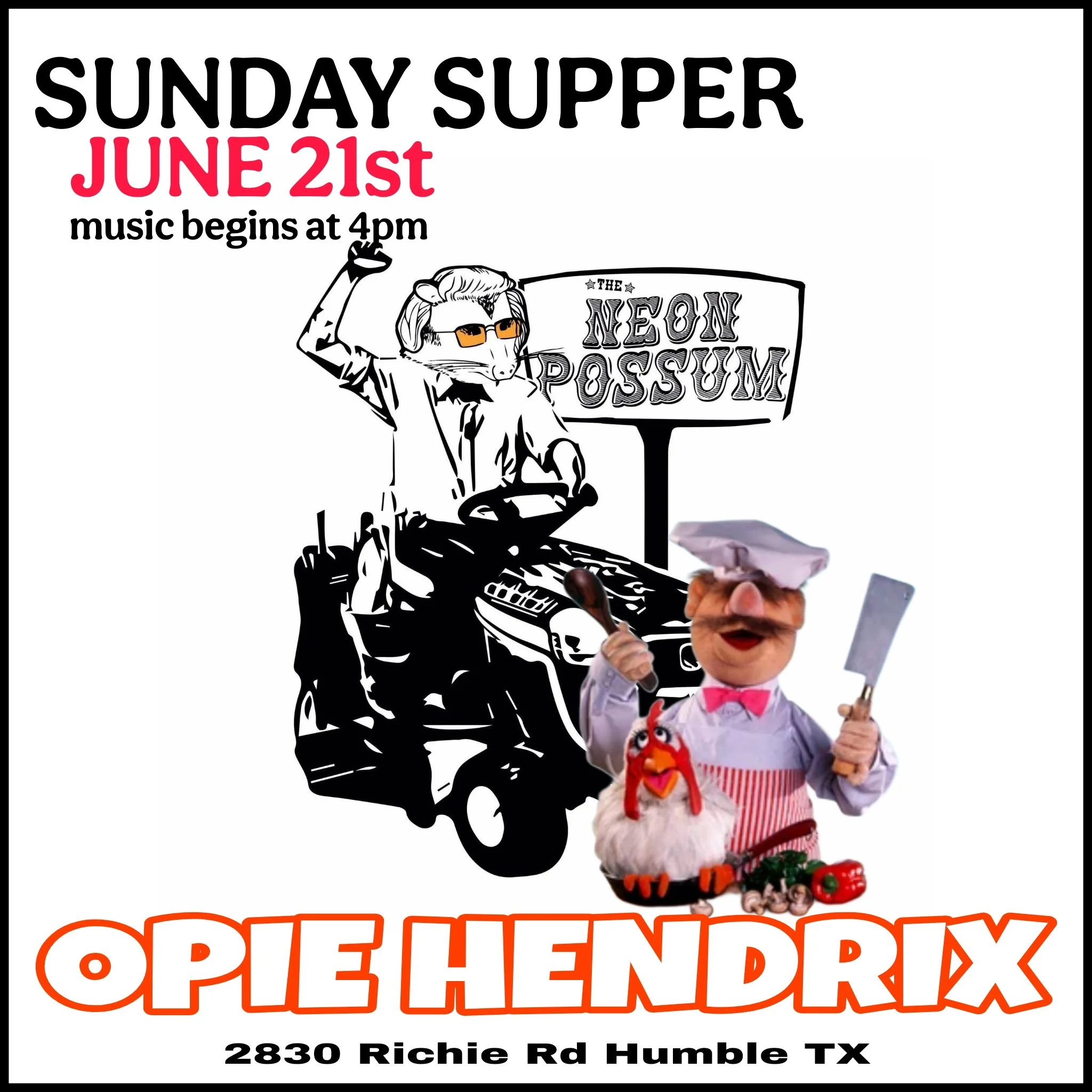 Opie Hendrix Sunday Supper at Neon Possum