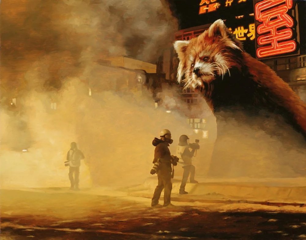 'Red Panda City 1' oil on panel, 14" x 11" (2014)