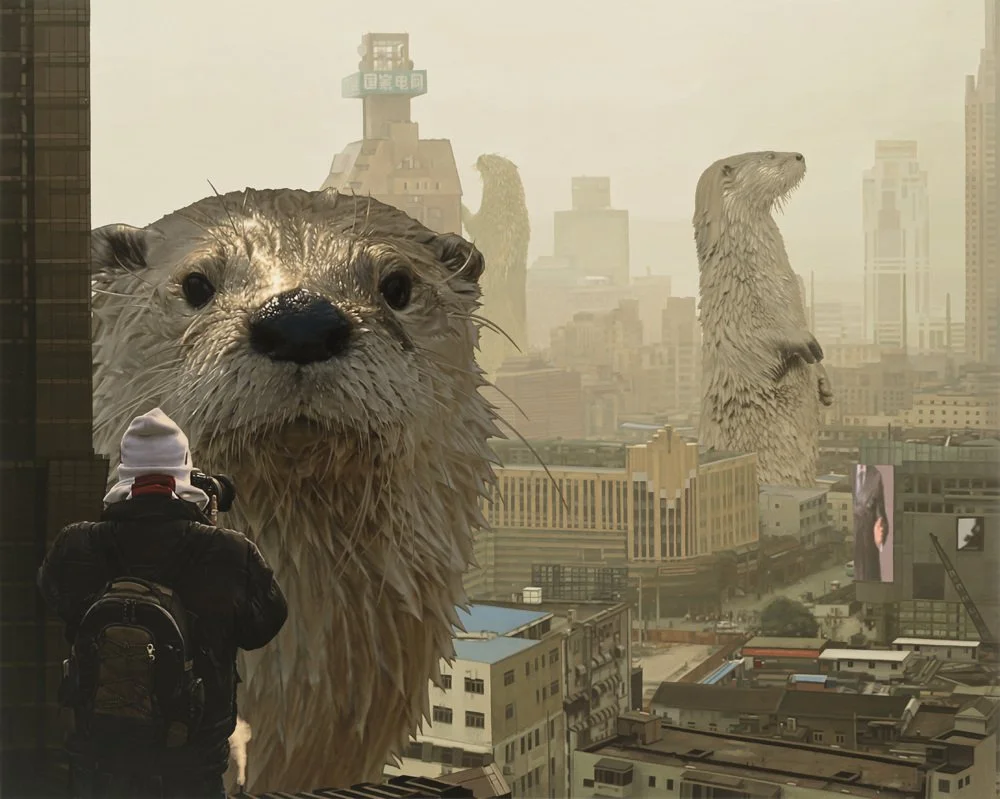 'Otter City 2' oil on canvas, 35" x 28" (2014)