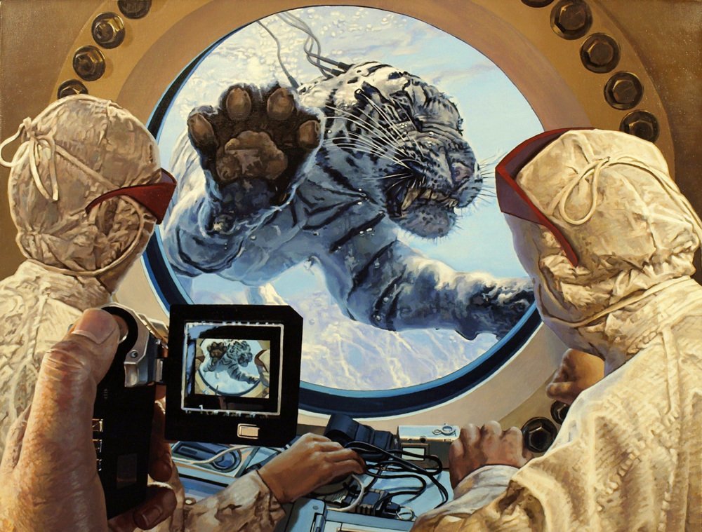 'Tiger Diver 2' oil on canvas, 20" x 26" (2010)