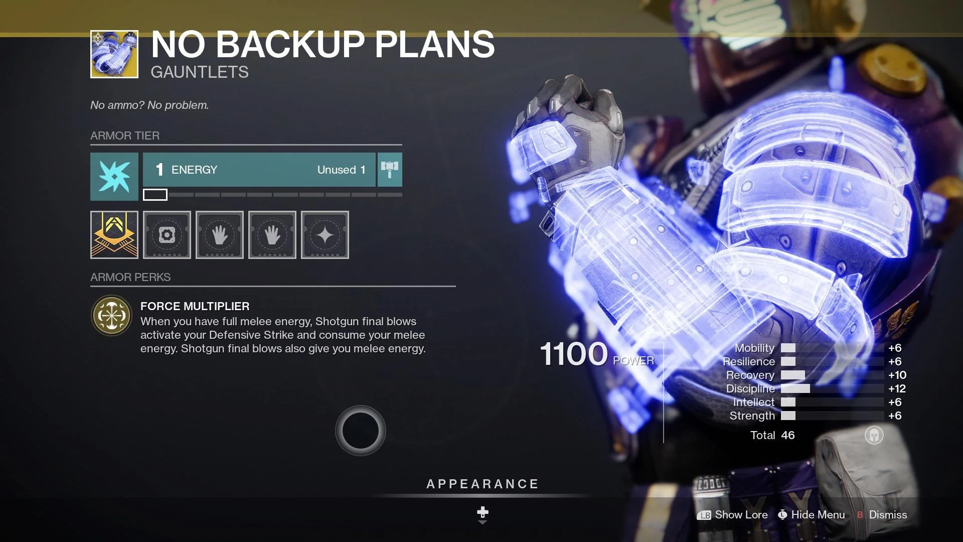 A reprisal of the exotic armor piece that first appeared in Destiny 1. This is the only D1 reprisal I have done in my time working on Destiny!