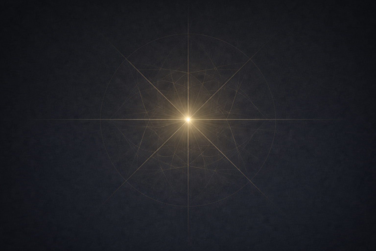 A luminous gold star at the center with intricate geometric lines and circles radiating outward on a dark background.