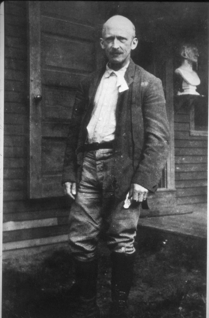 Artist and naturalist Abbott Handerson Thayer on his porch near Dublin Lake.