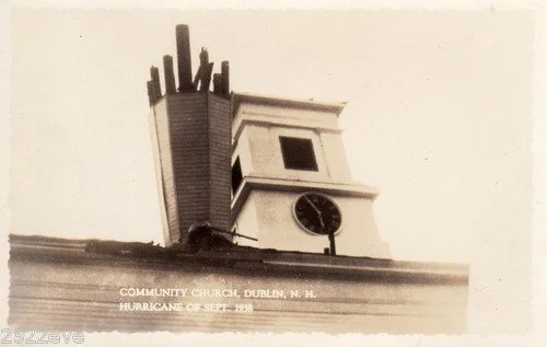 The September 1938 hurricane toppled the steeple of the Dublin Community Church.