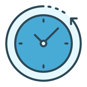 A round clock showing the time as 1:10 with a dashed arrow indicating a 15-minute extension.