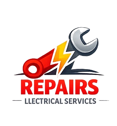 Logo of a repair service featuring a wrench with a lightning bolt, and the words 'REPAIRS' and 'ELECTRICAL SERVICES'.
