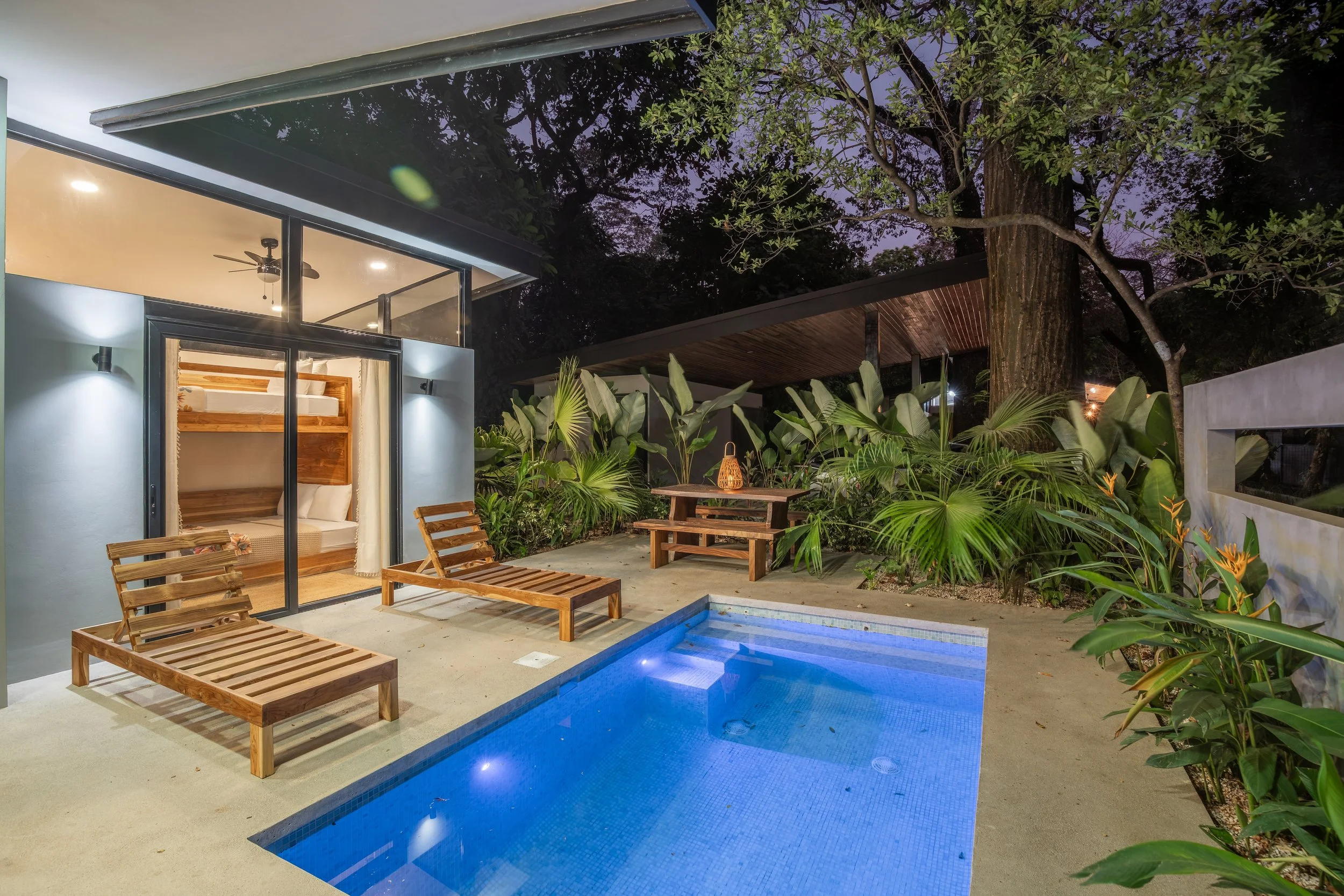 evening and casita pool