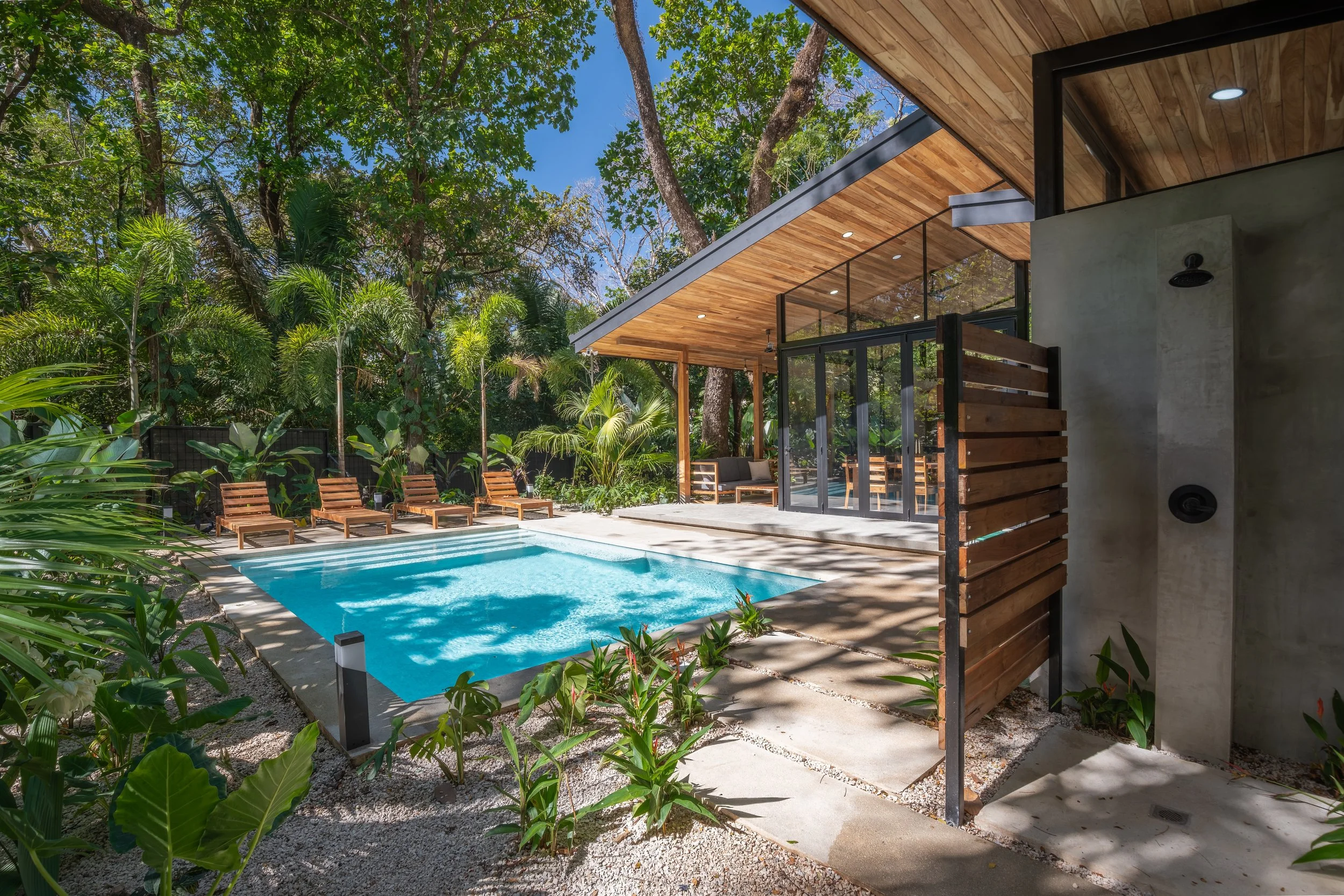 pool and outdoor shower