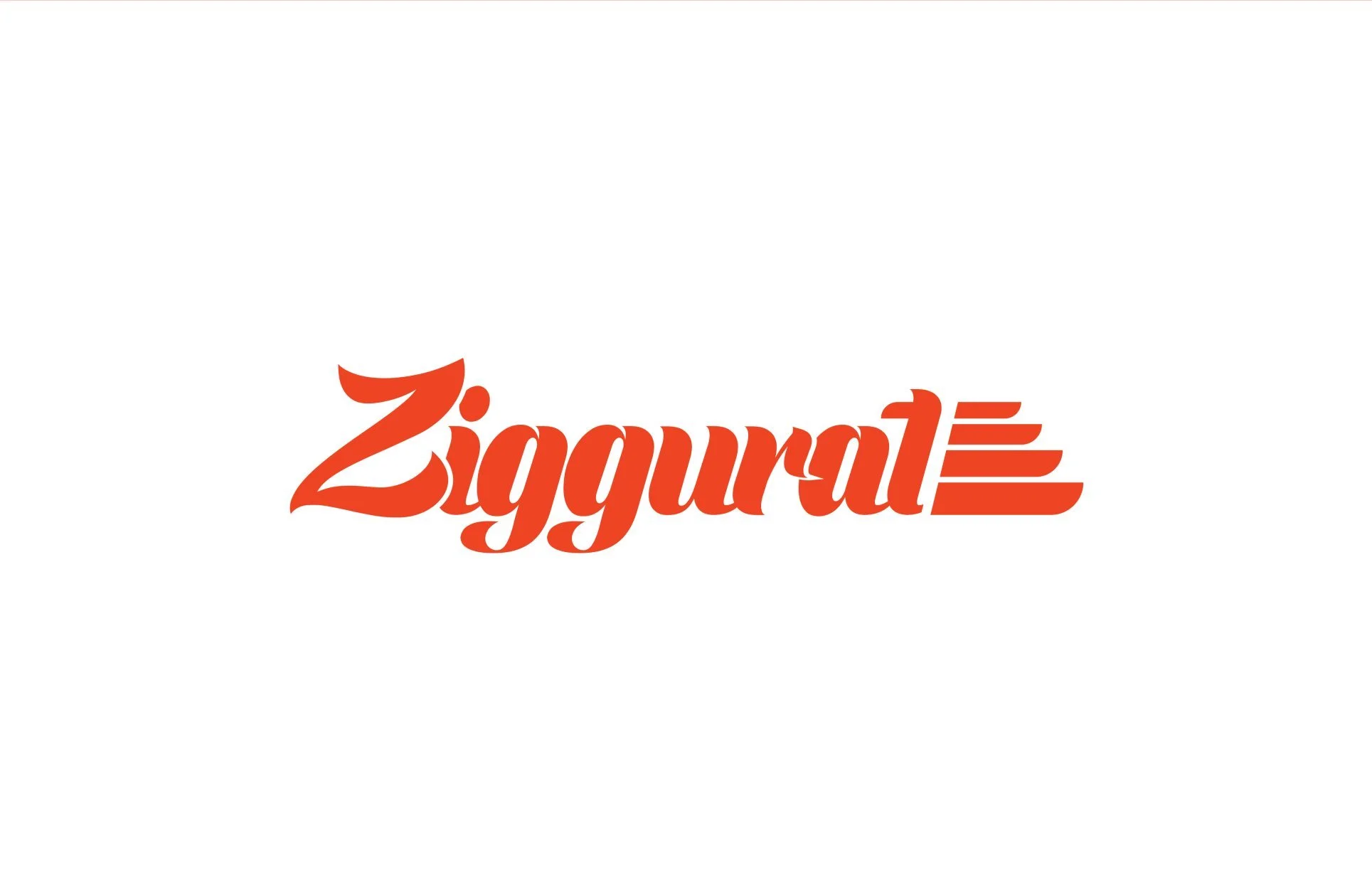 The word 'Zigurat' in red stylized text with horizontal lines extending from the right side.
