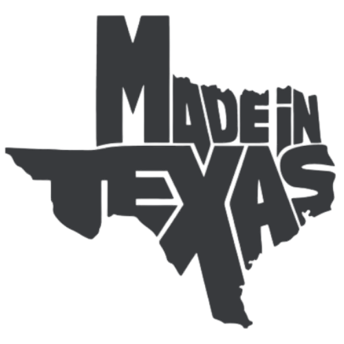 Stylized black and gray graphic of the words 'Movin Texas' with creative font arrangement.