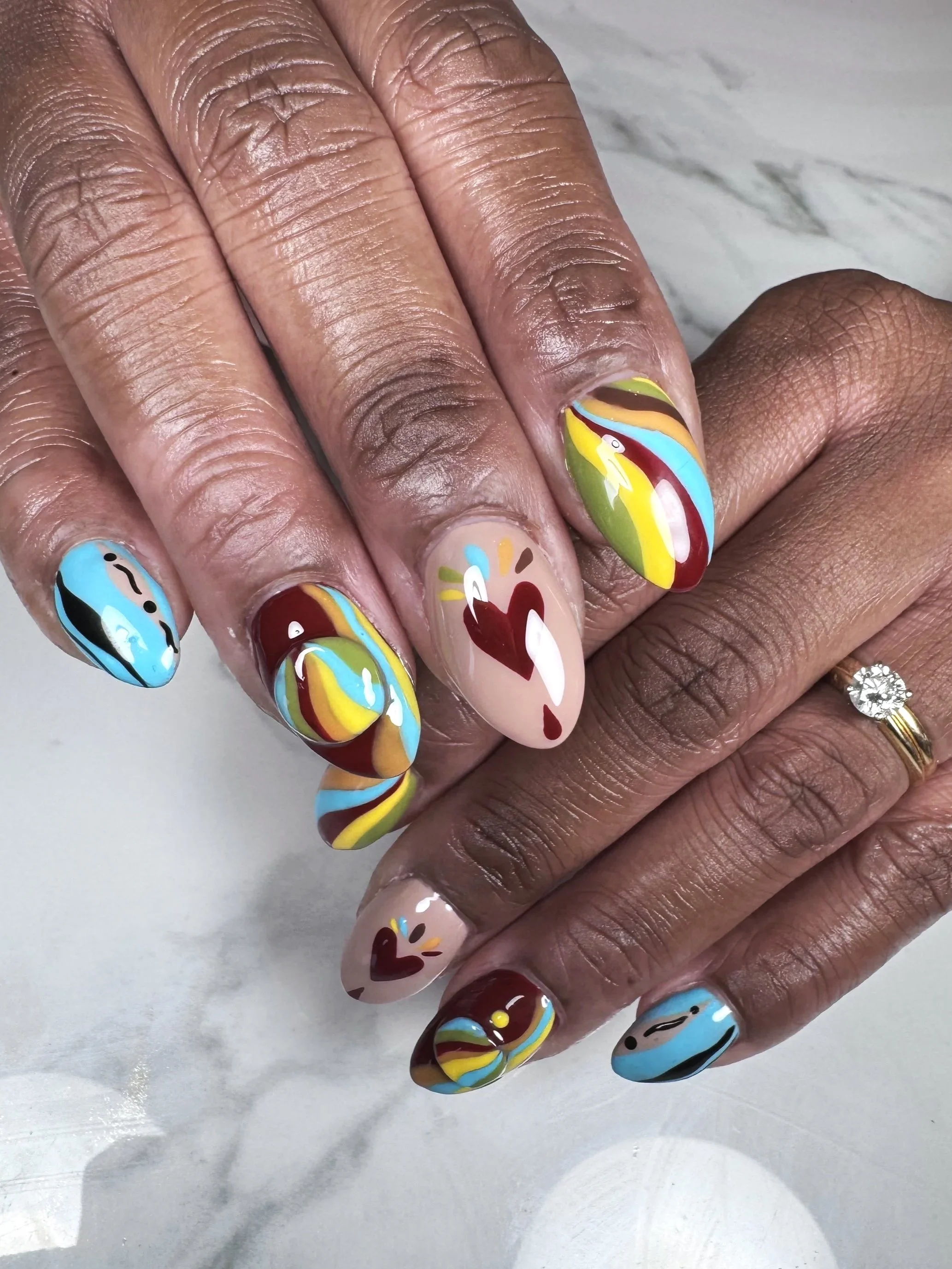 colorful stripe nail art