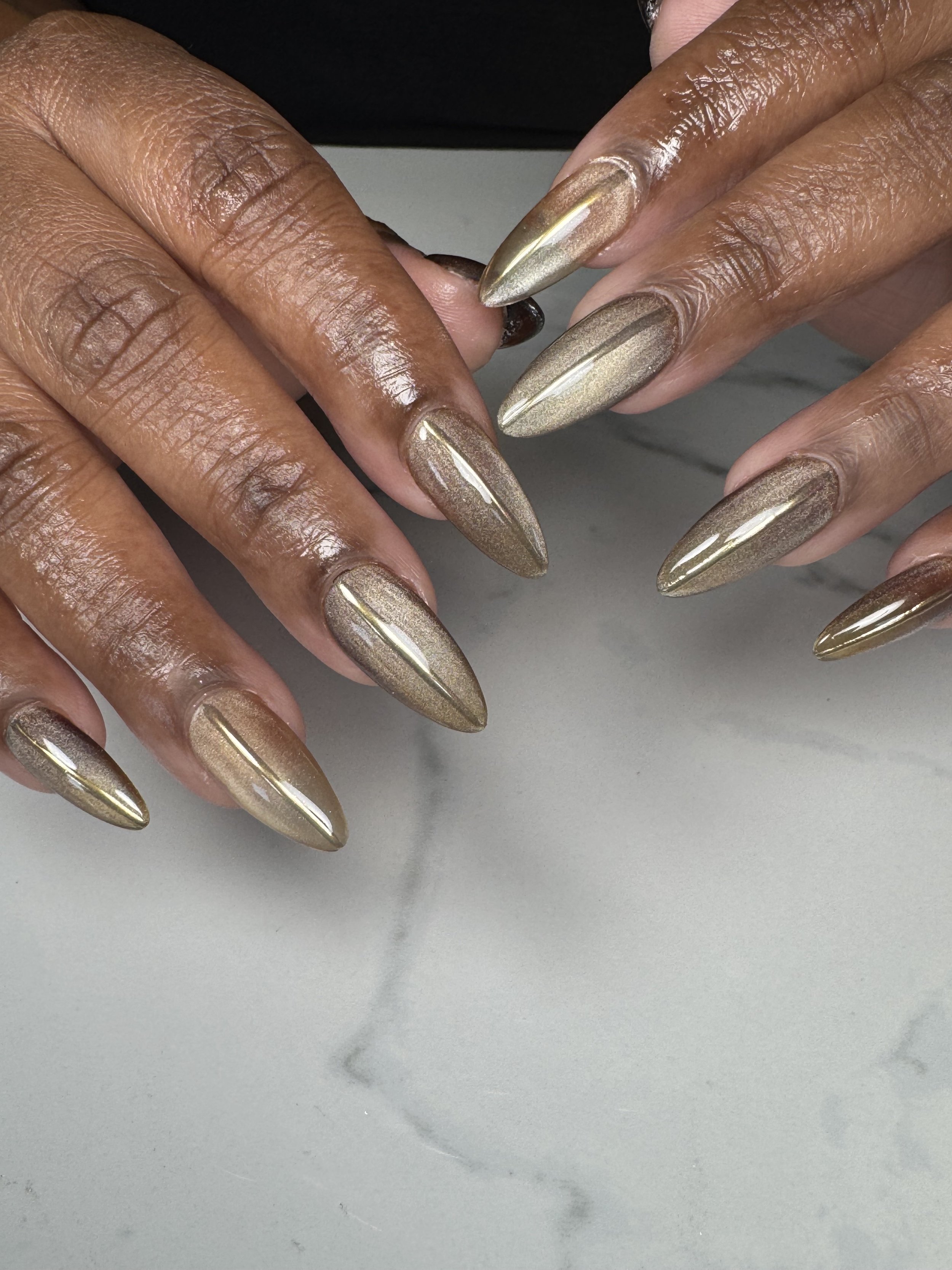 Salon customer with new long natural braids