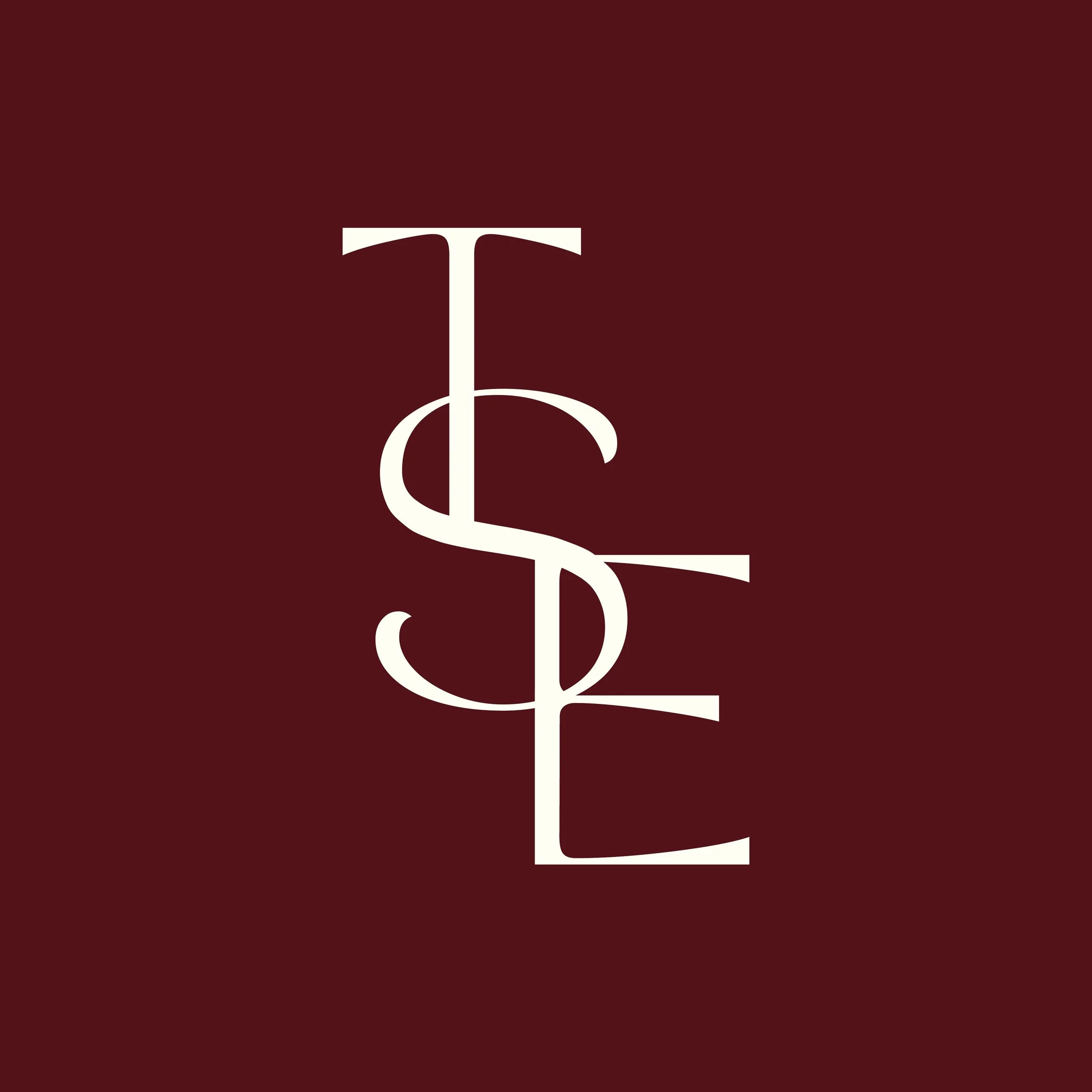 Design with the word 'TEASE' arranged vertically in stylized white font on a dark red background.
