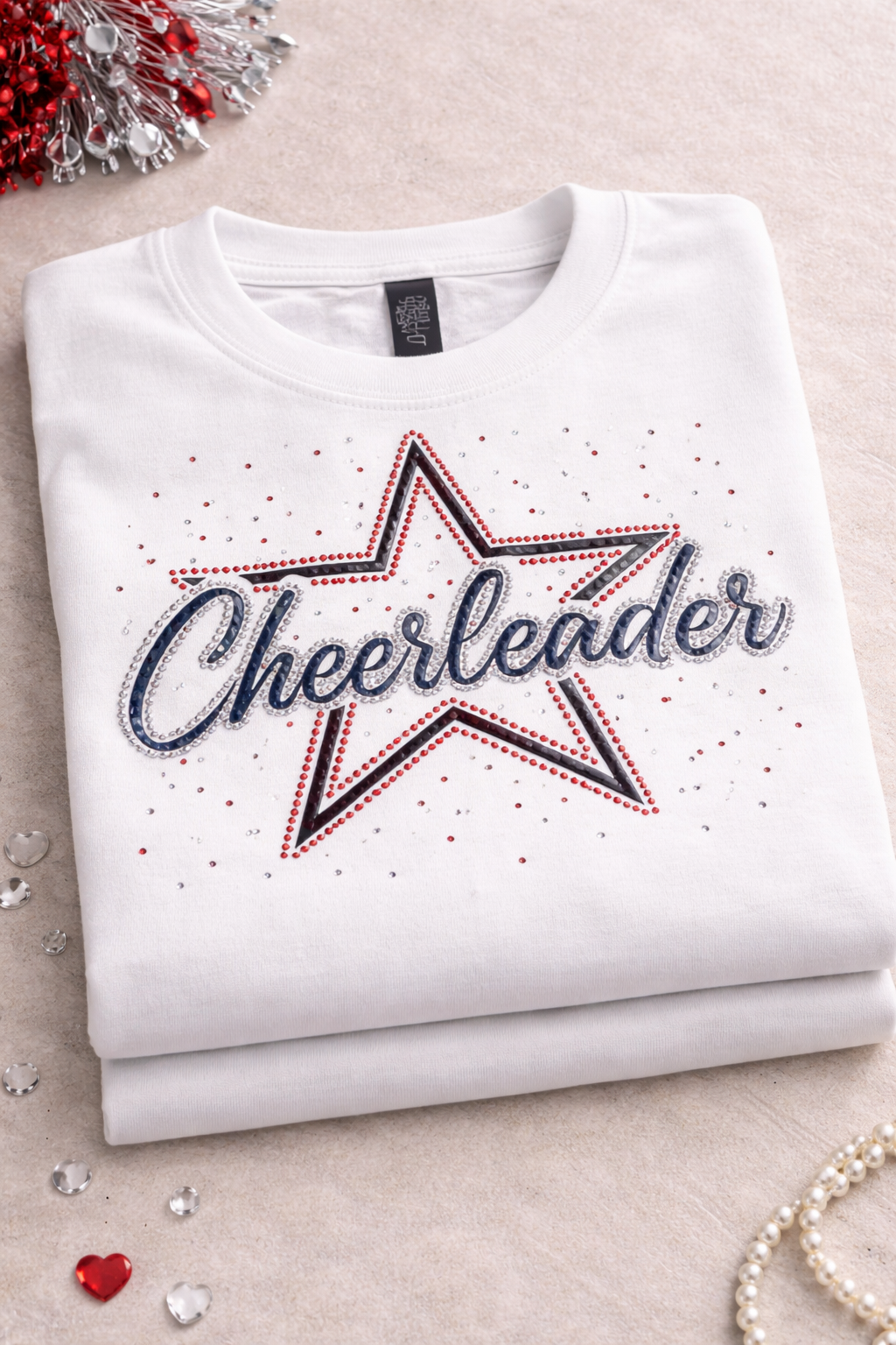 Rhinestone Cheerleader Star Tee