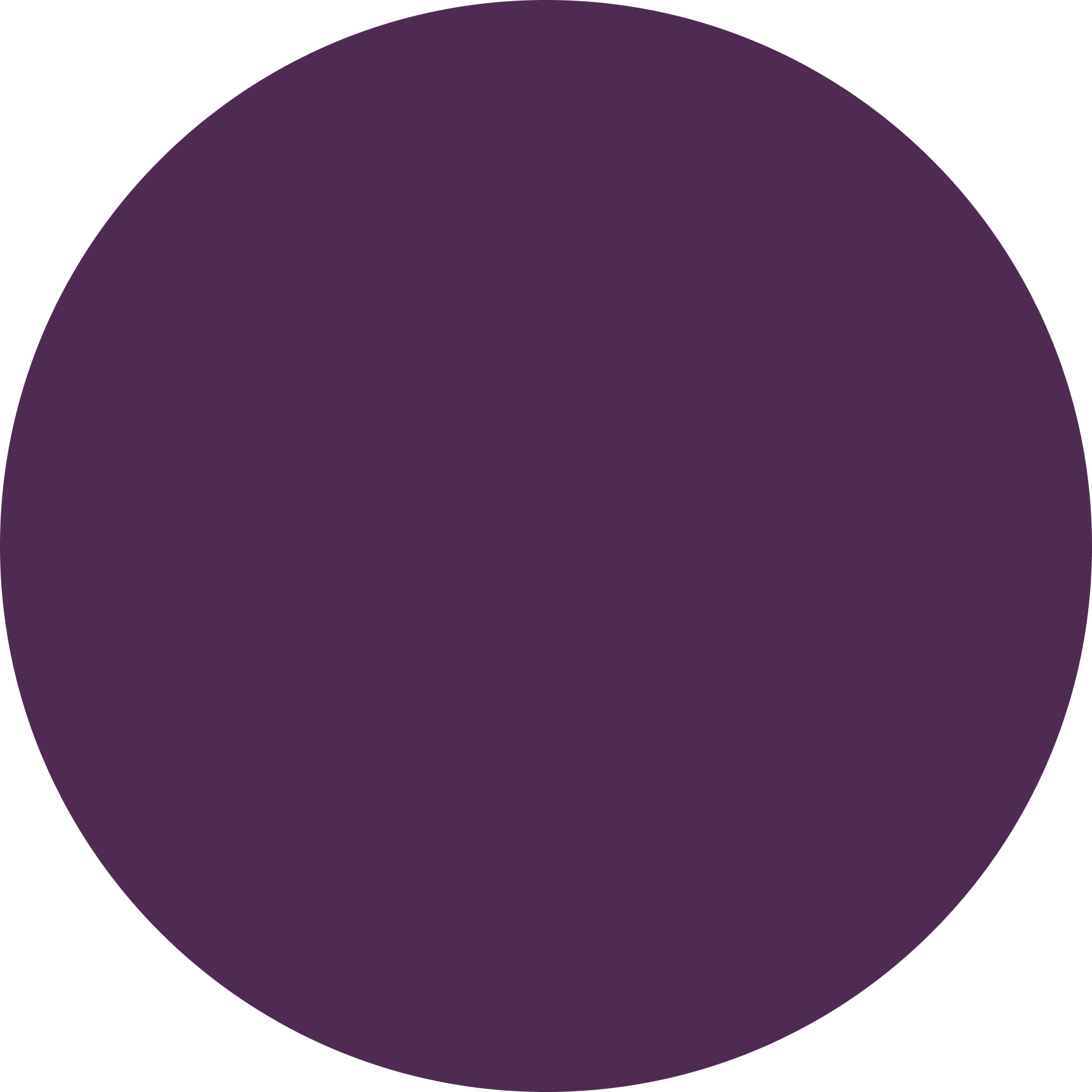 A large purple circle on a black background.