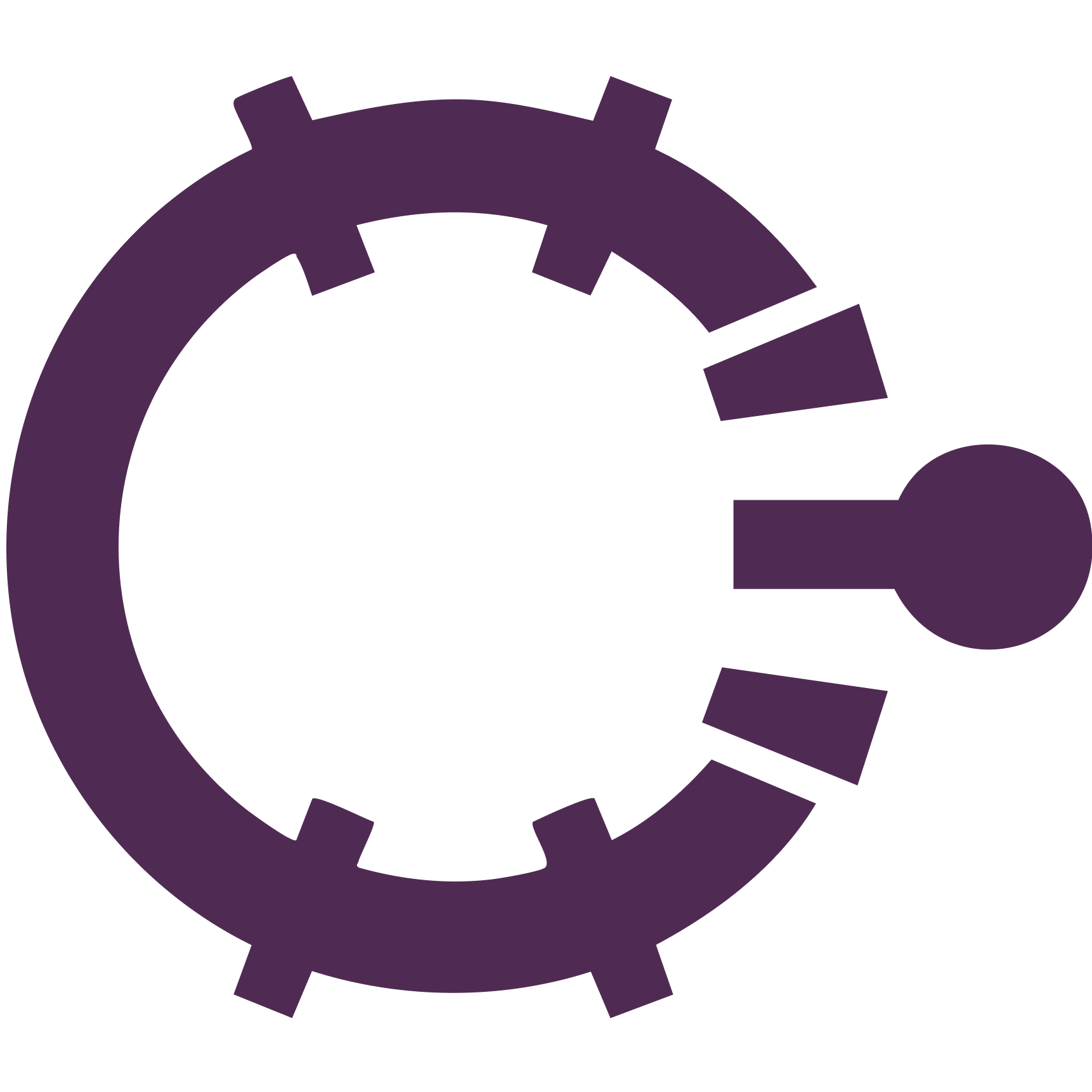 Speedometer gauge indicating high levels of speed or performance, with a purple color scheme.