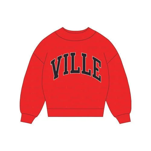 The Madi Classic Mockneck VILLE Applique | Bright Red