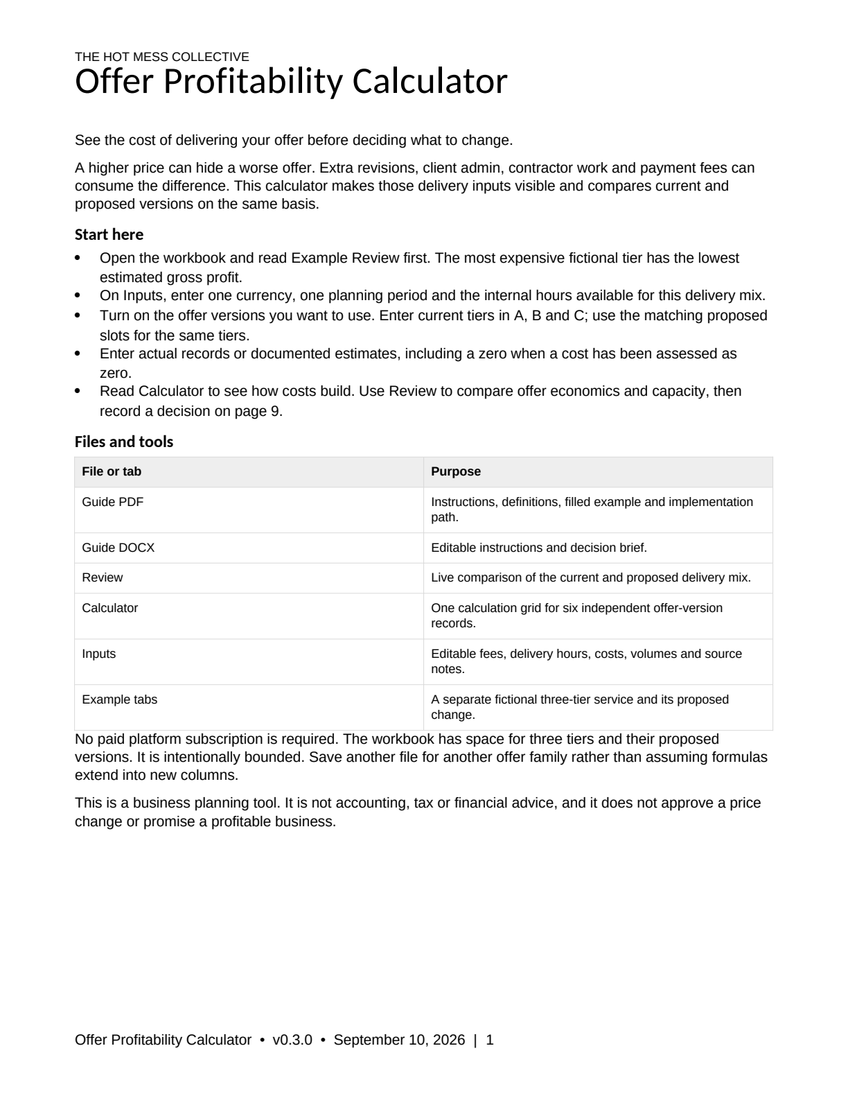 Offer Profitability Calculator
