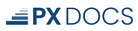 PX Docs logo with stylized horizontal lines and the text 'PX DOCS'