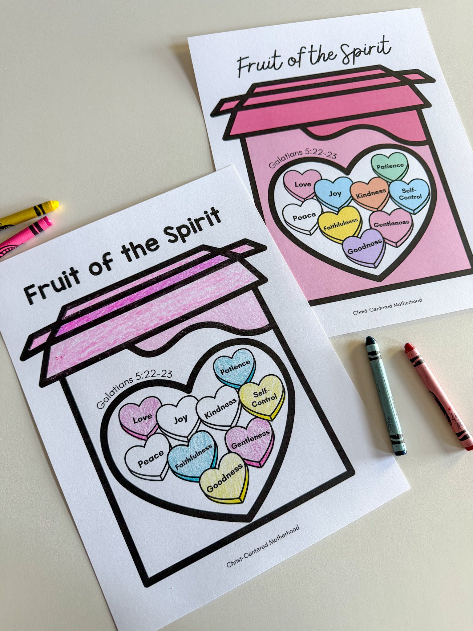 Fruit of the Spirit Sweethearts Coloring Page and Wall Print, English and Spanish