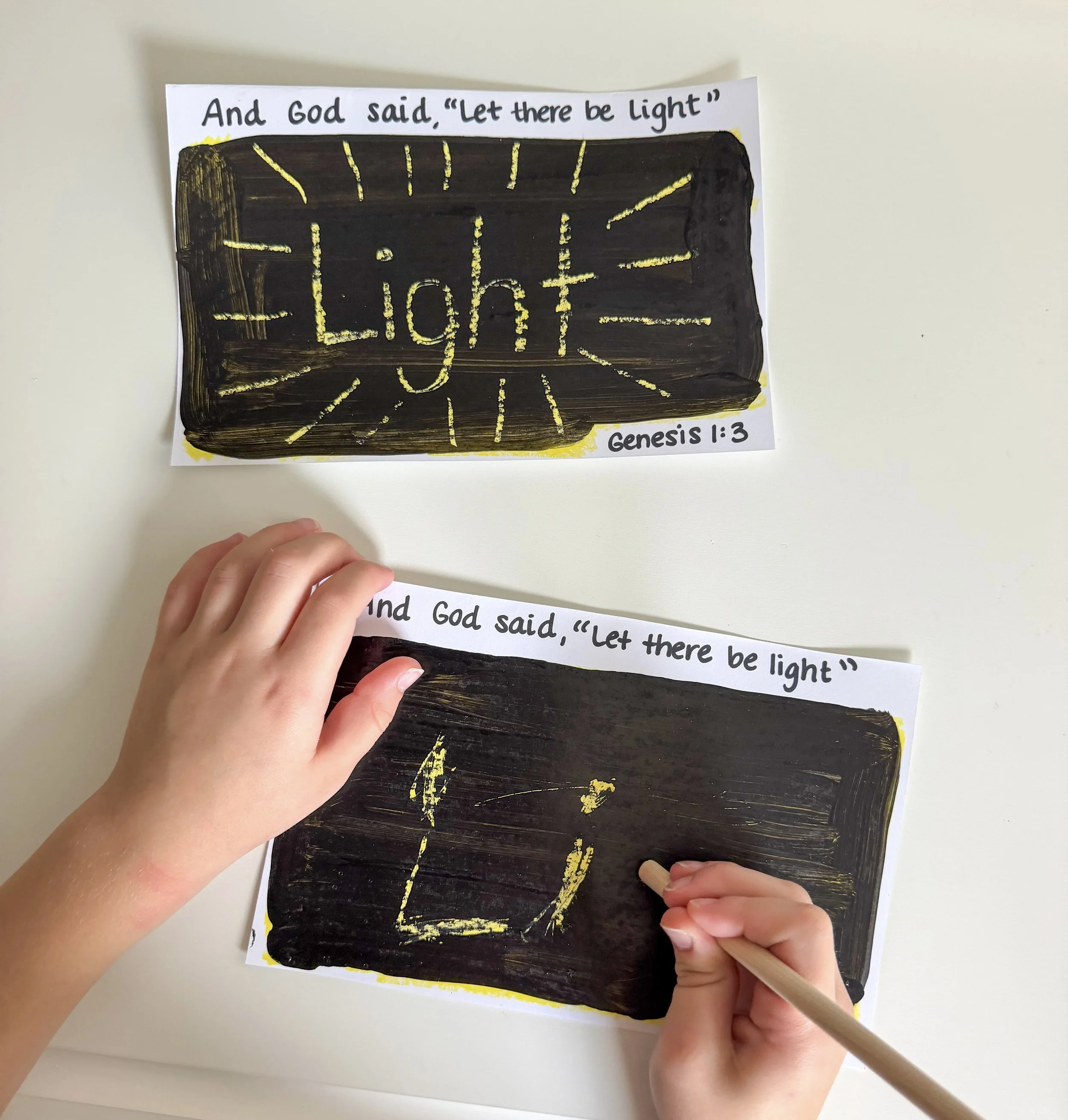 Easy Scratch Art Activity for Teaching Creation (Day 1)