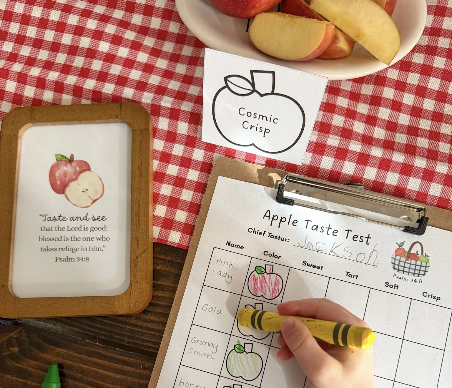Apple Tasting for Psalm 34:8 Scripture Activity