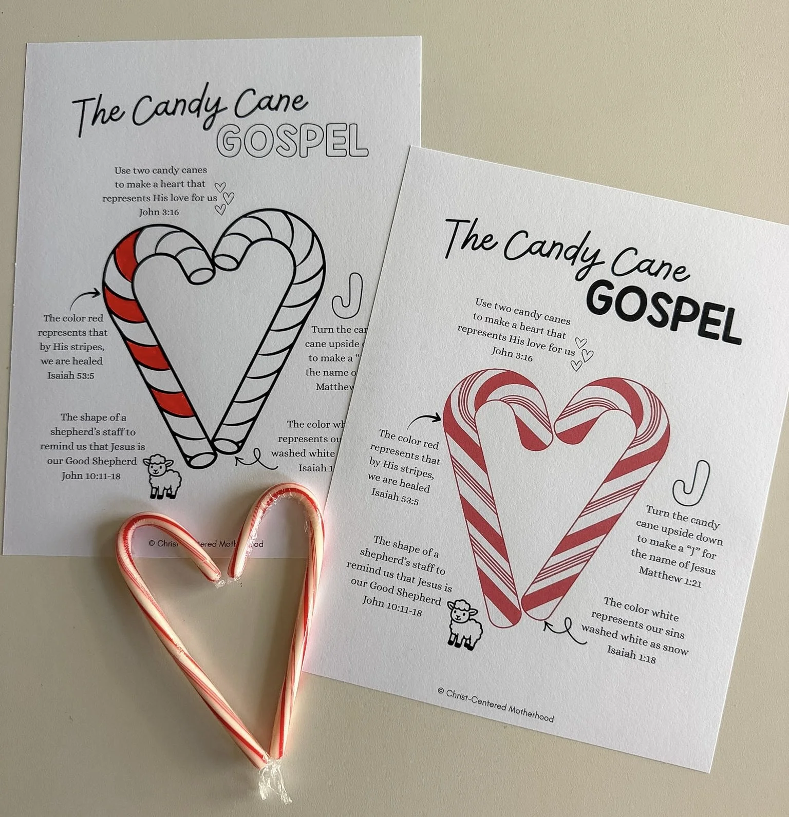The Candy Cane Gospel and Object Lesson Wall Print and Coloring Page, English and Spanish