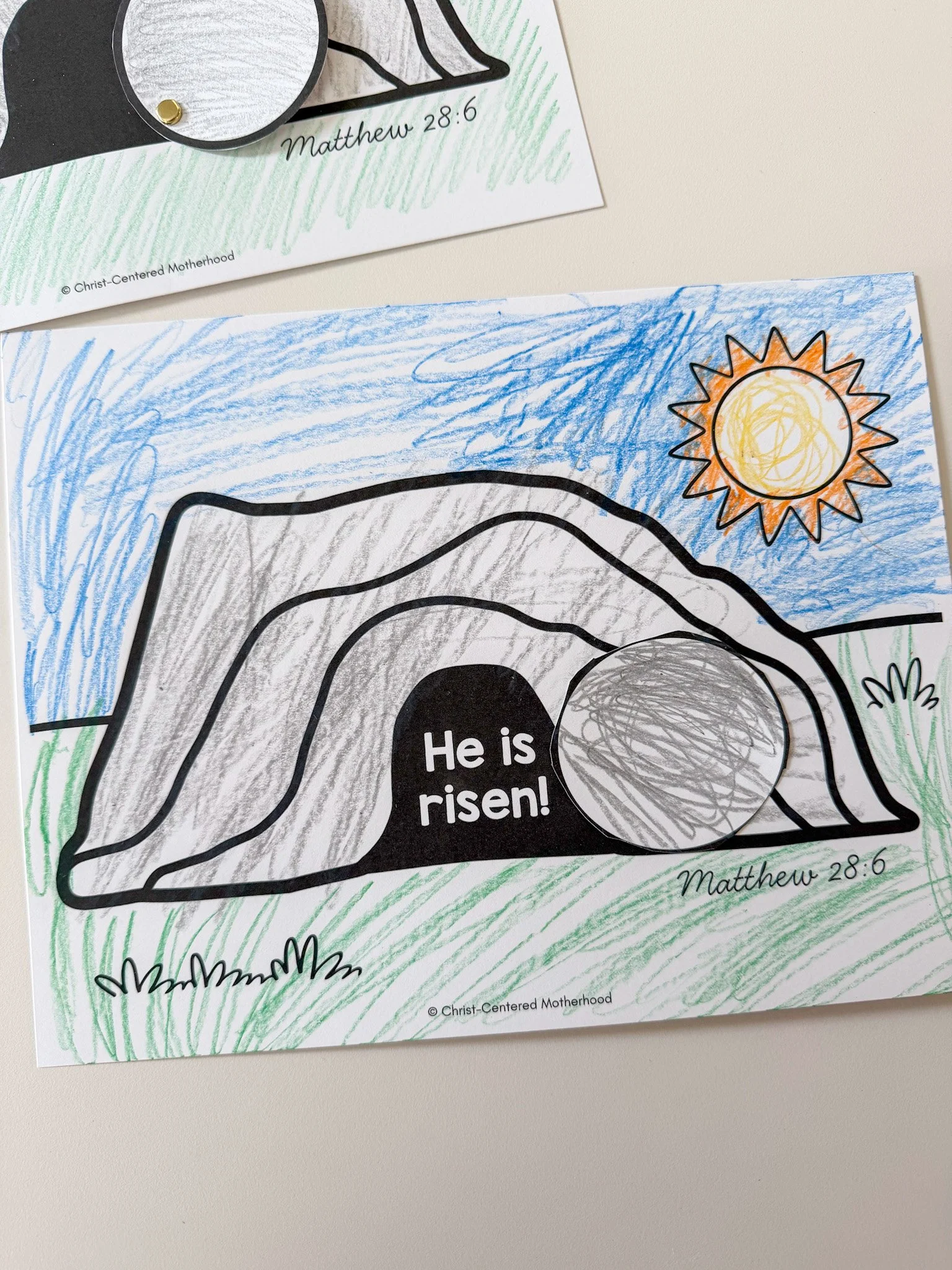 He is Risen Empty Tomb Craft for Kids, English and Spanish