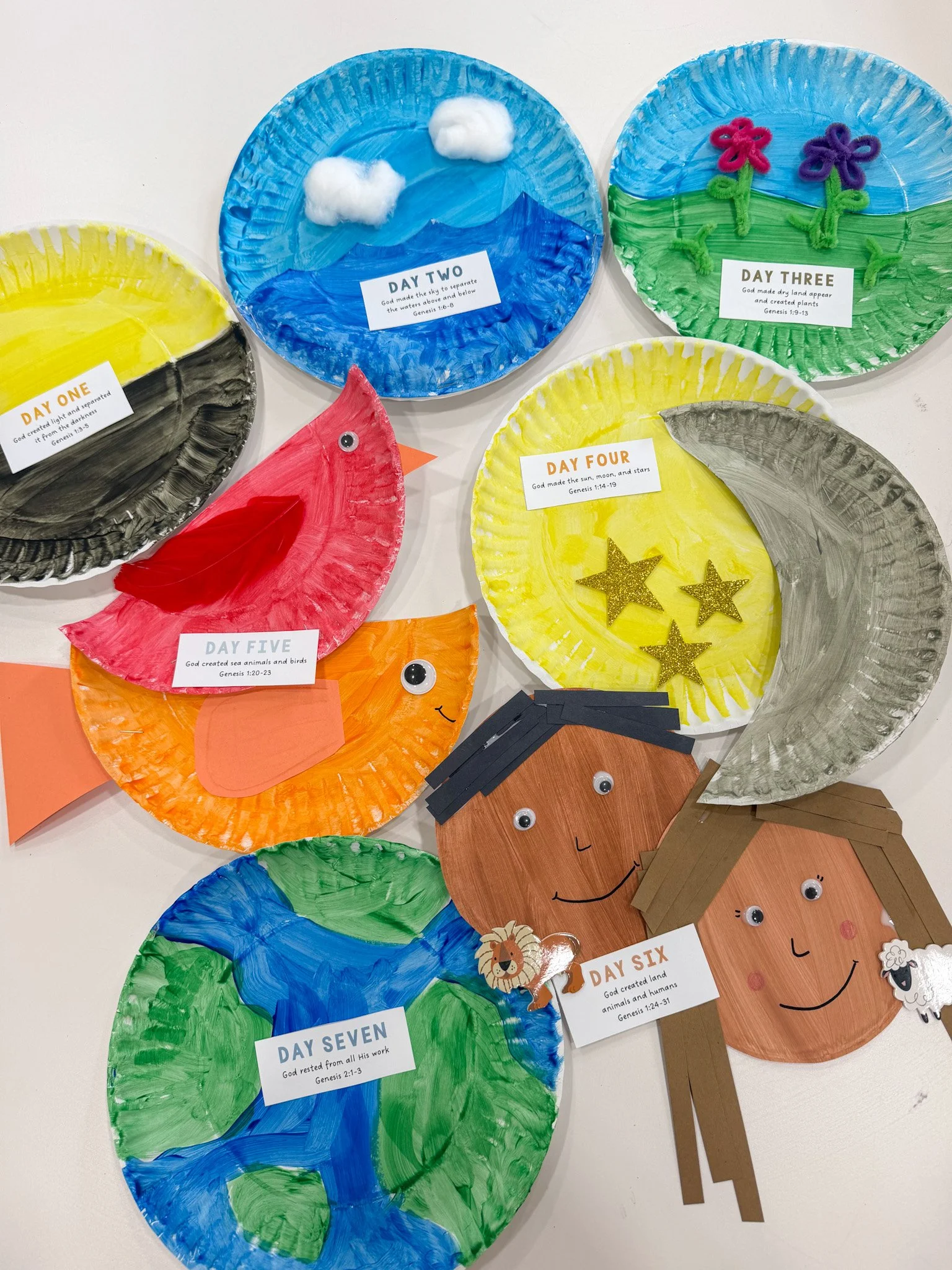 Seven Days of Creation Paper Plates Craft Guide Genesis 1:1-2:3, English