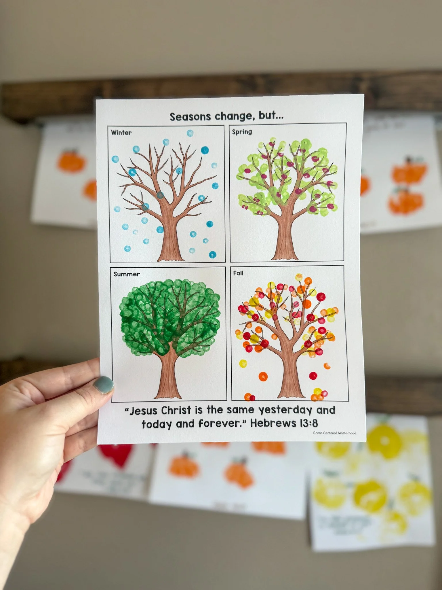 Seasons Change, Jesus Stays the Same Hebrews 13:8 Activity for Kids, English and Spanish