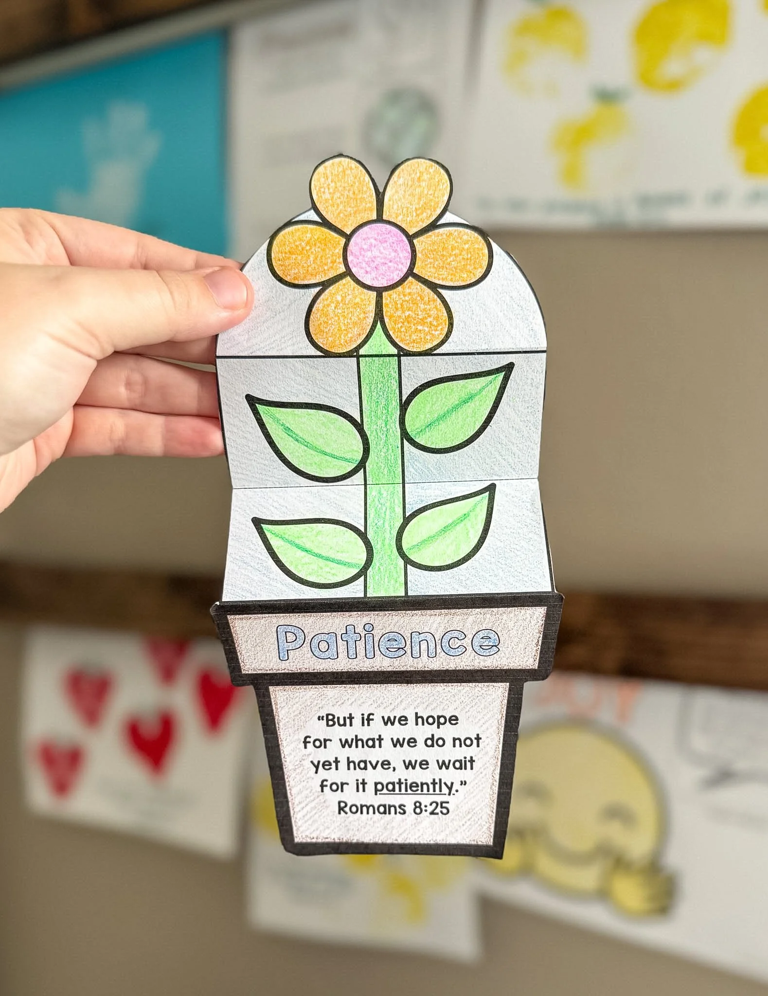 Patience Romans 8:25 Memory Verse Activity for Kids, English and Spanish