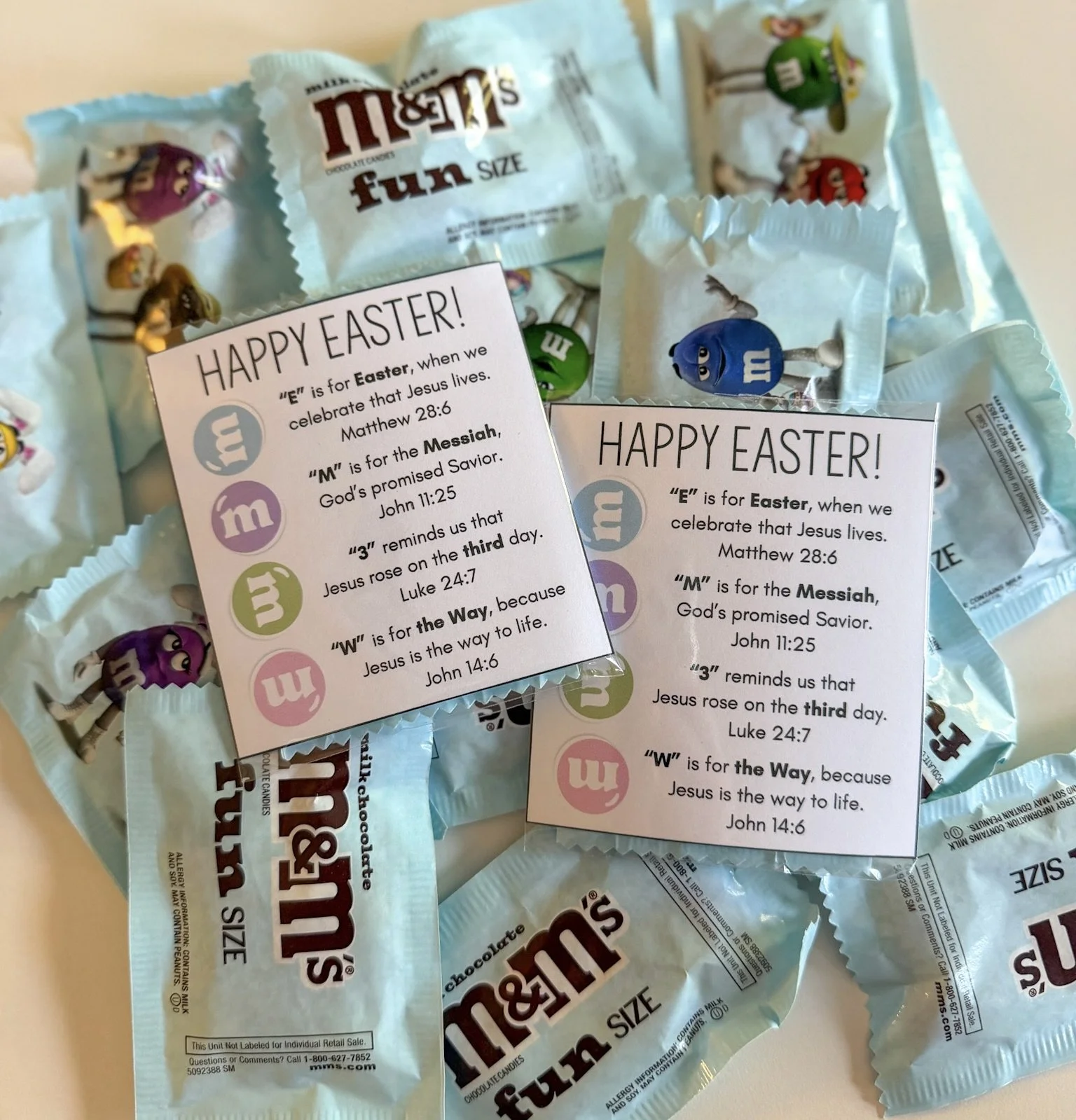 M&M Easter Story Gift Tags, English