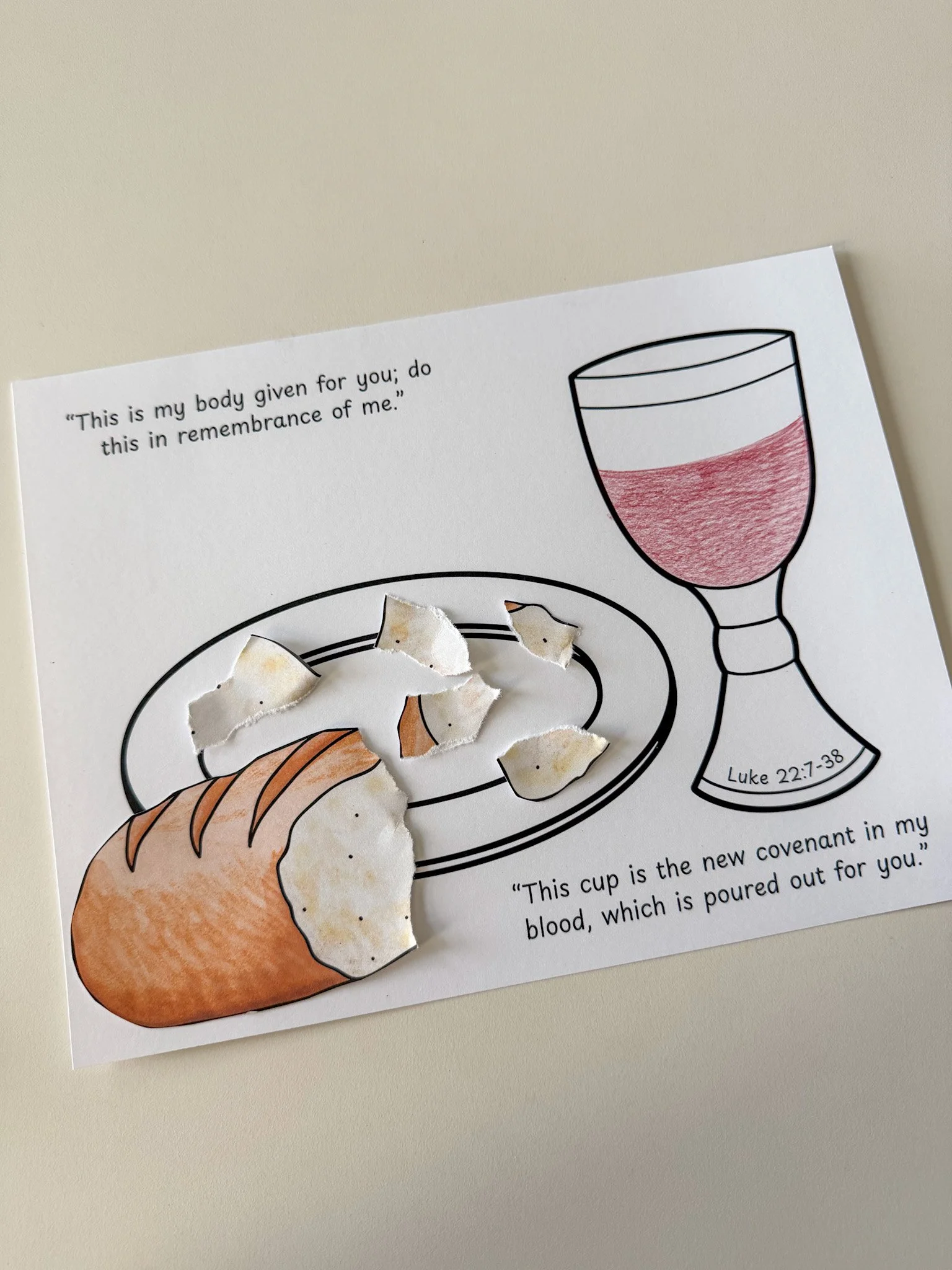 Last Supper Craft Activity for Kids, English and Spanish