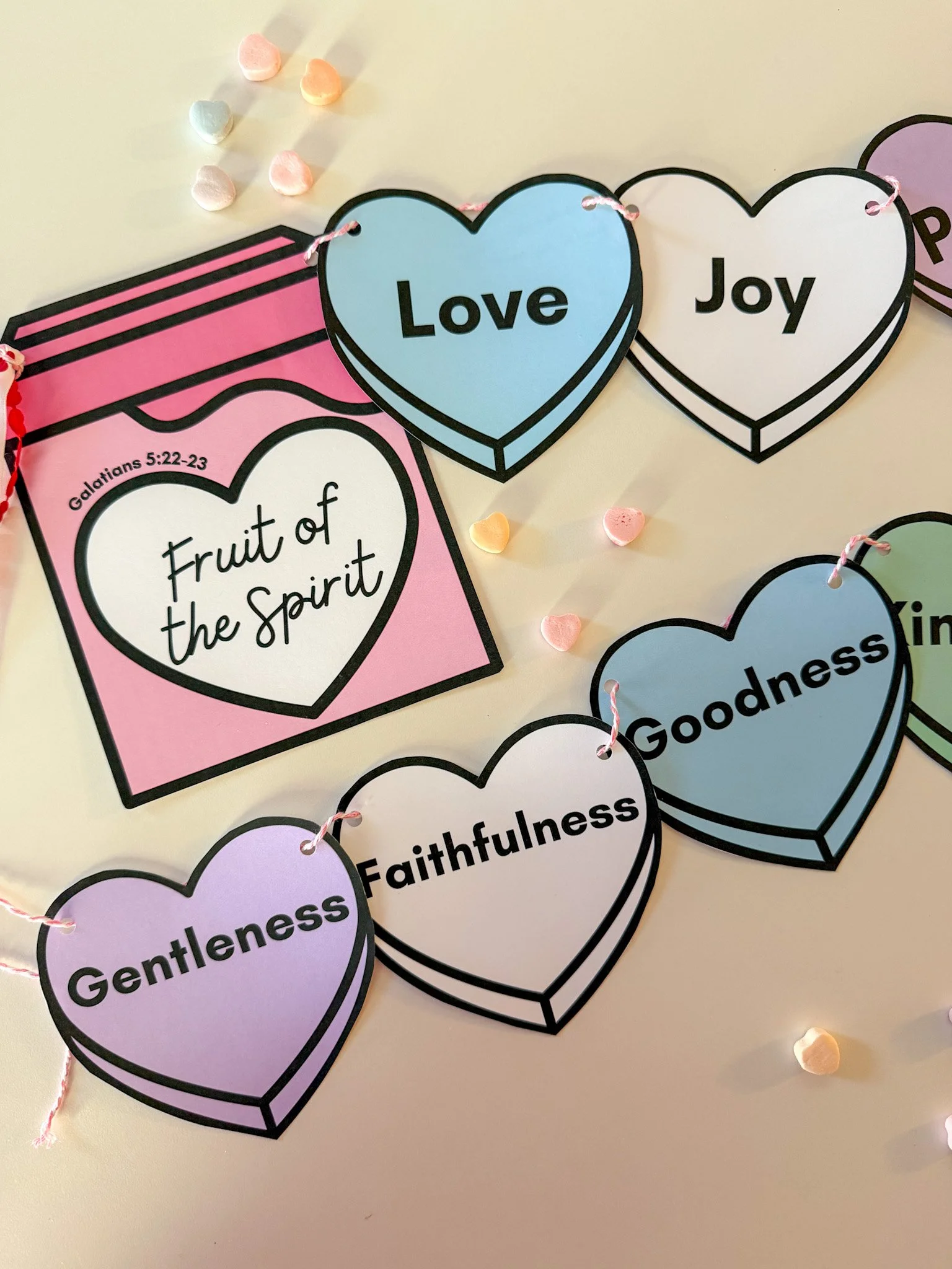Fruit of the Spirit Sweethearts Garland, English and Spanish