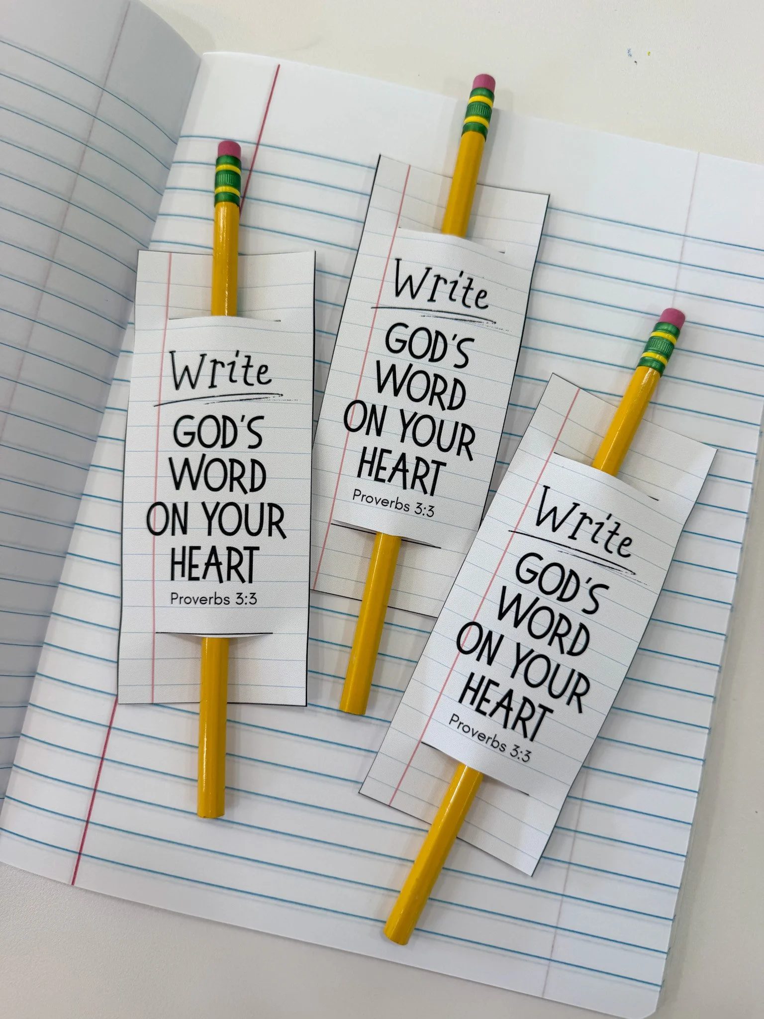 Write God’s Word on Your Heart Pencil Gift Tag, English