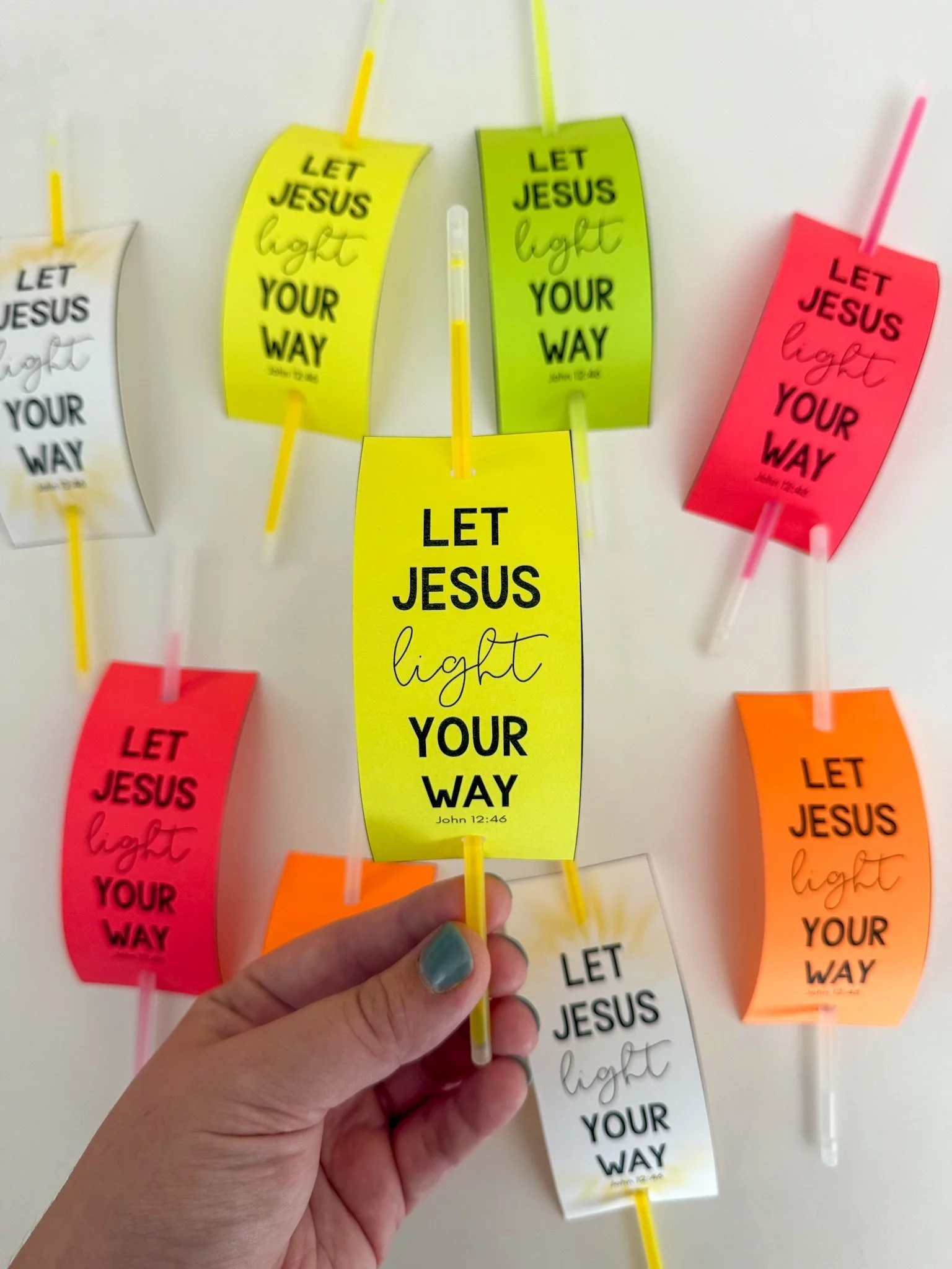 Let Jesus Light Your Way Glow Stick Gift Tags, English and Spanish
