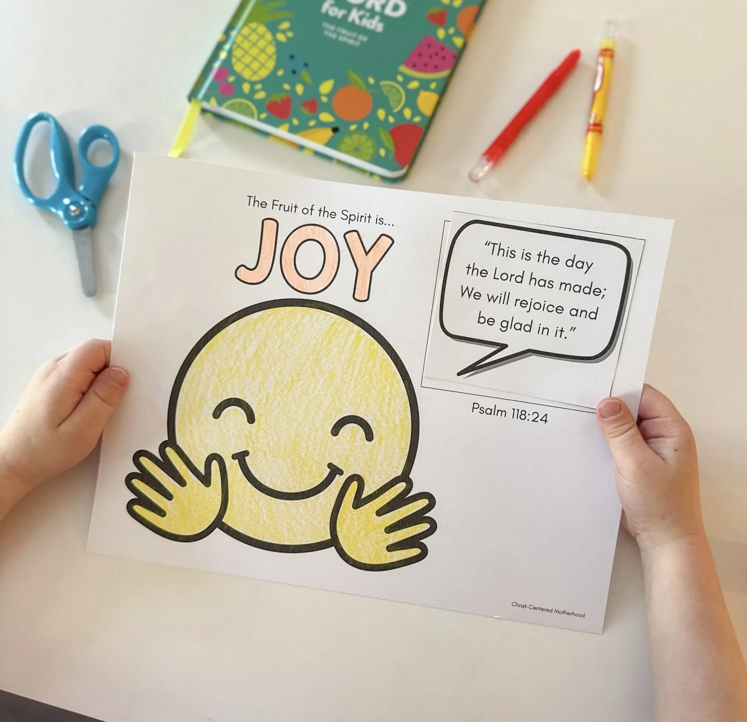Joy Psalm 118:24 Memory Verse Cut & Paste Activity for Kids, English and Spanish
