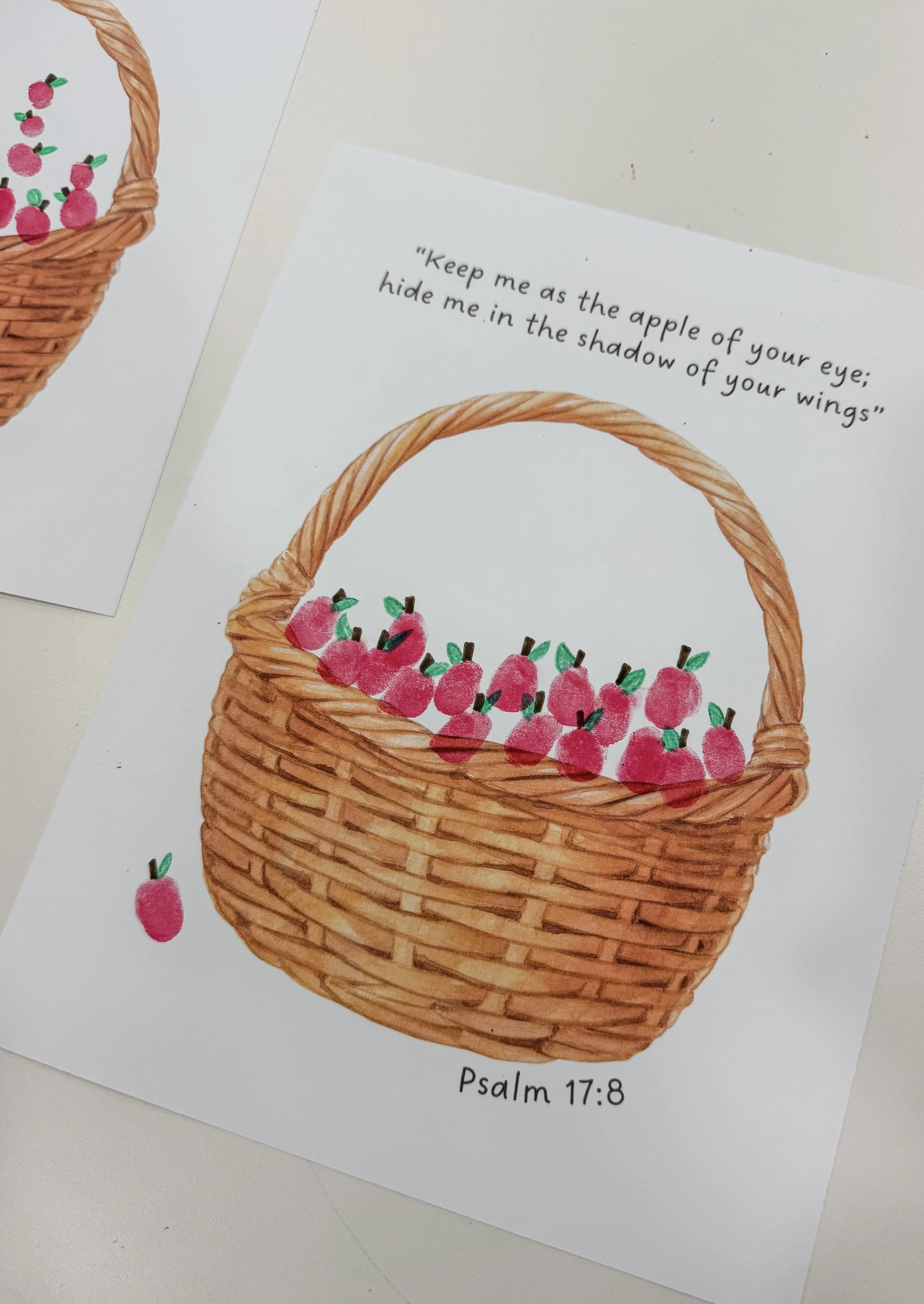 Apple of God's Eye Psalm 17:8 Fingerprint Craft, English and Spanish
