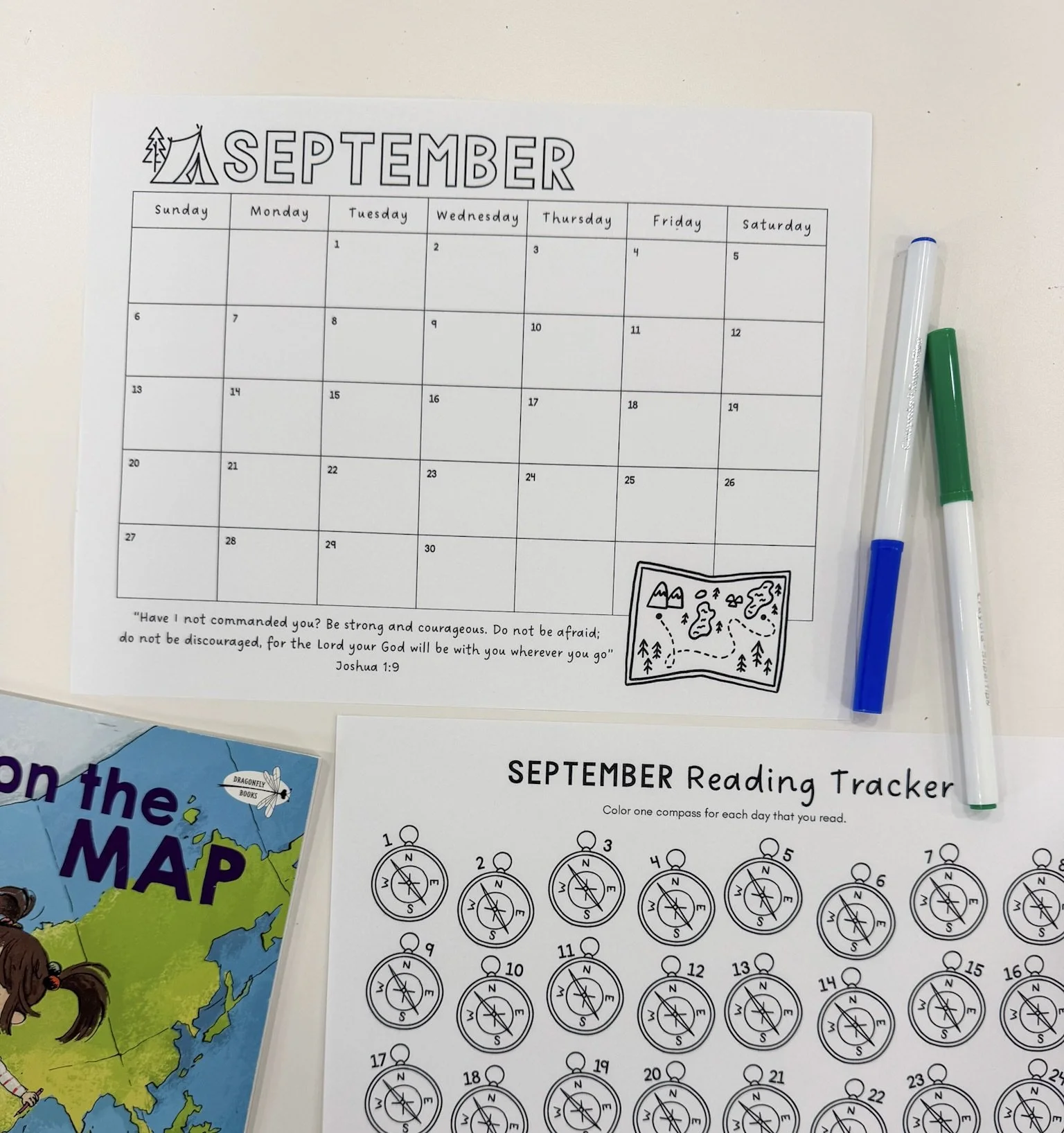 September Calendar and Reading Tracker, English
