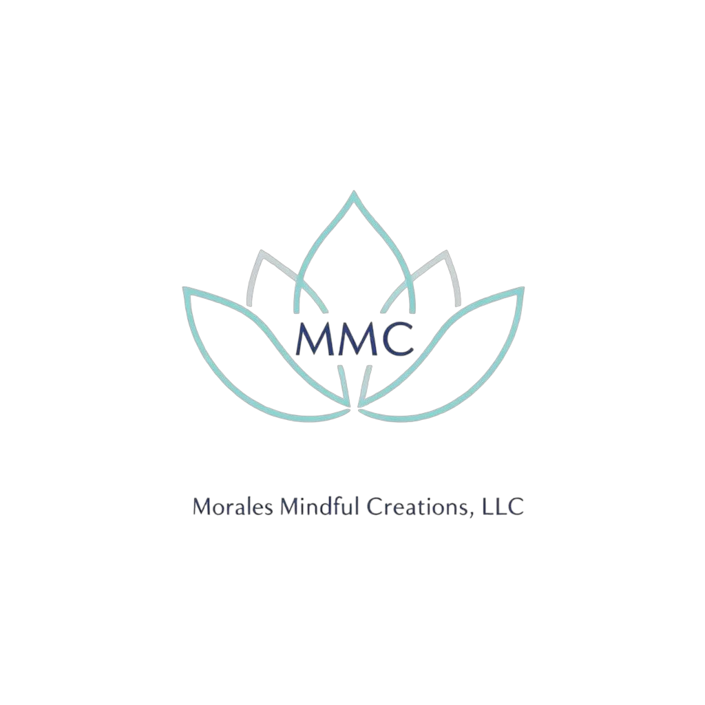 A logo with a stylized lotus flower and the letters 'MMC' in the center. Below, it reads 'Morales Mindful Creations, LLC'.