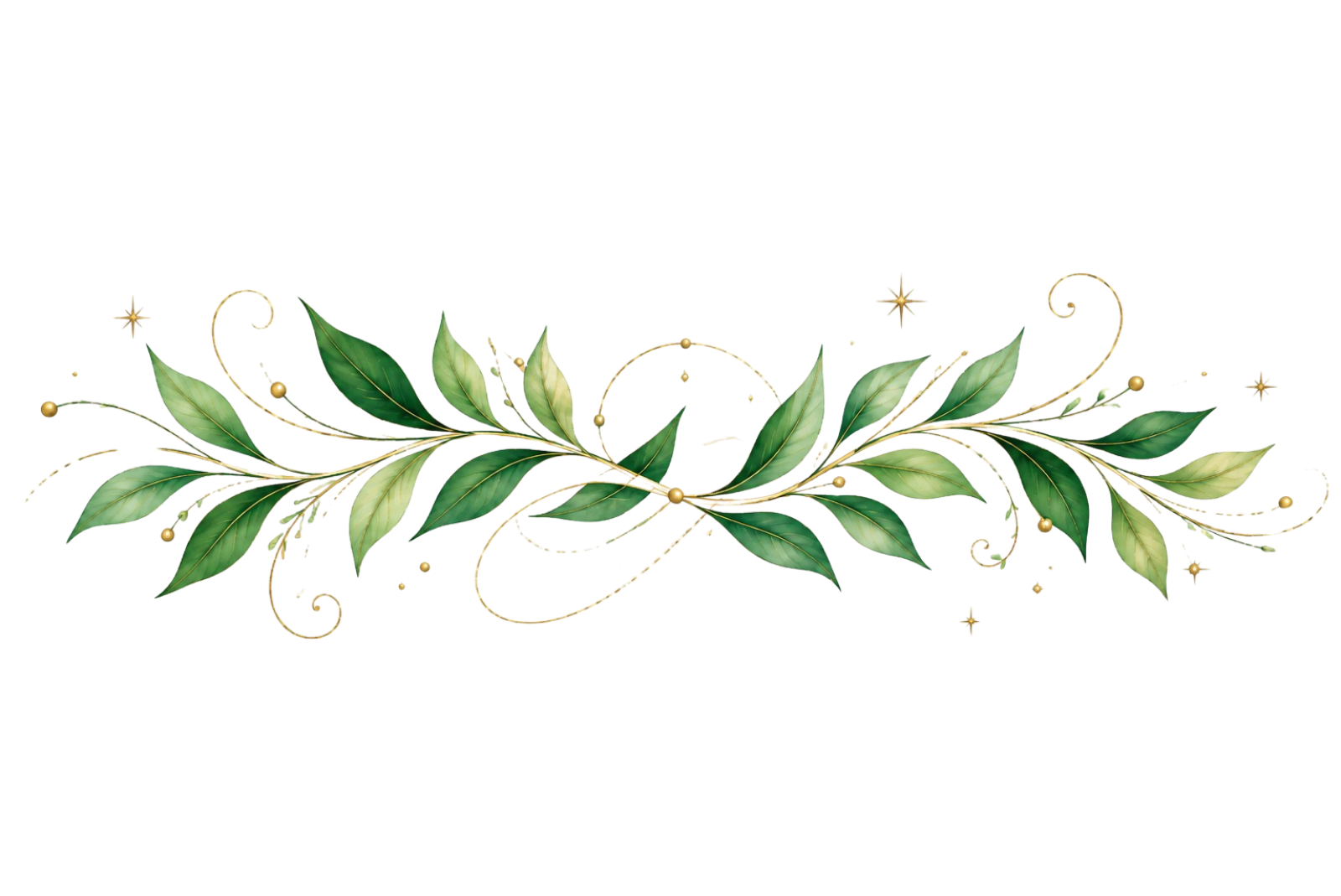 Green and gold botanical ornament.