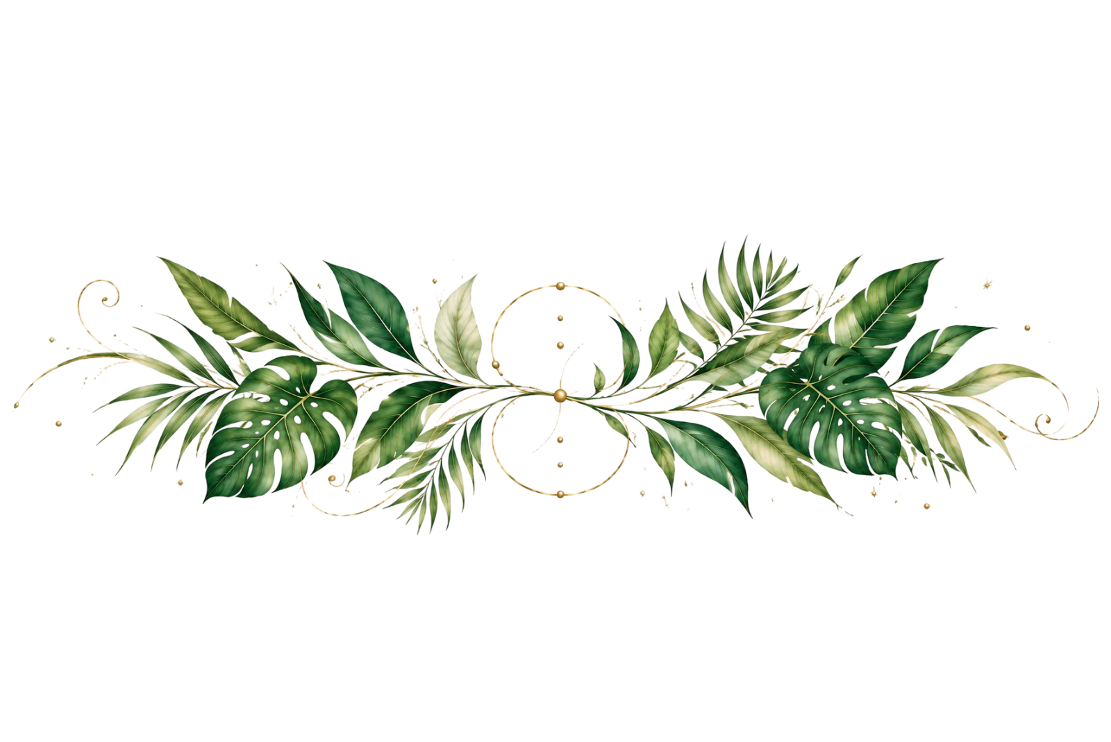 Gold and green leaf embellishment.