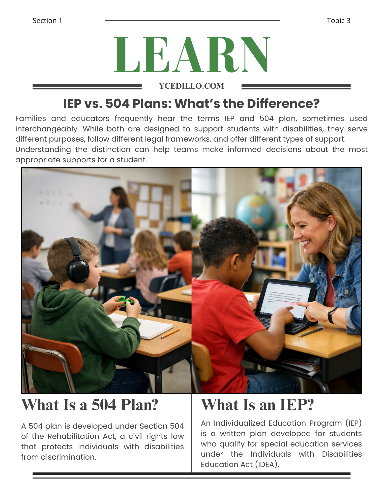 IEP vs. 504 Plans: What’s the Difference? (English & Spanish)