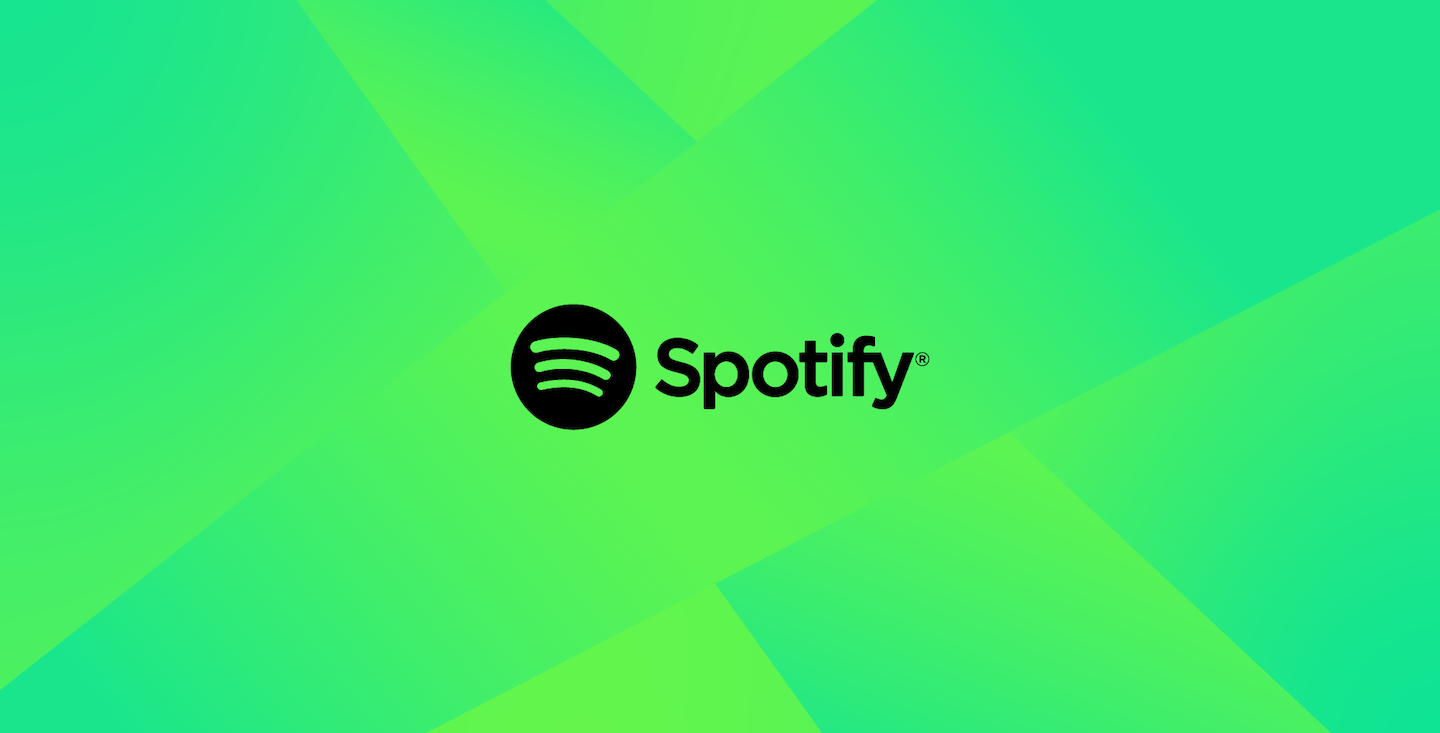 Green gradient background with the black Spotify logo and text in the center.